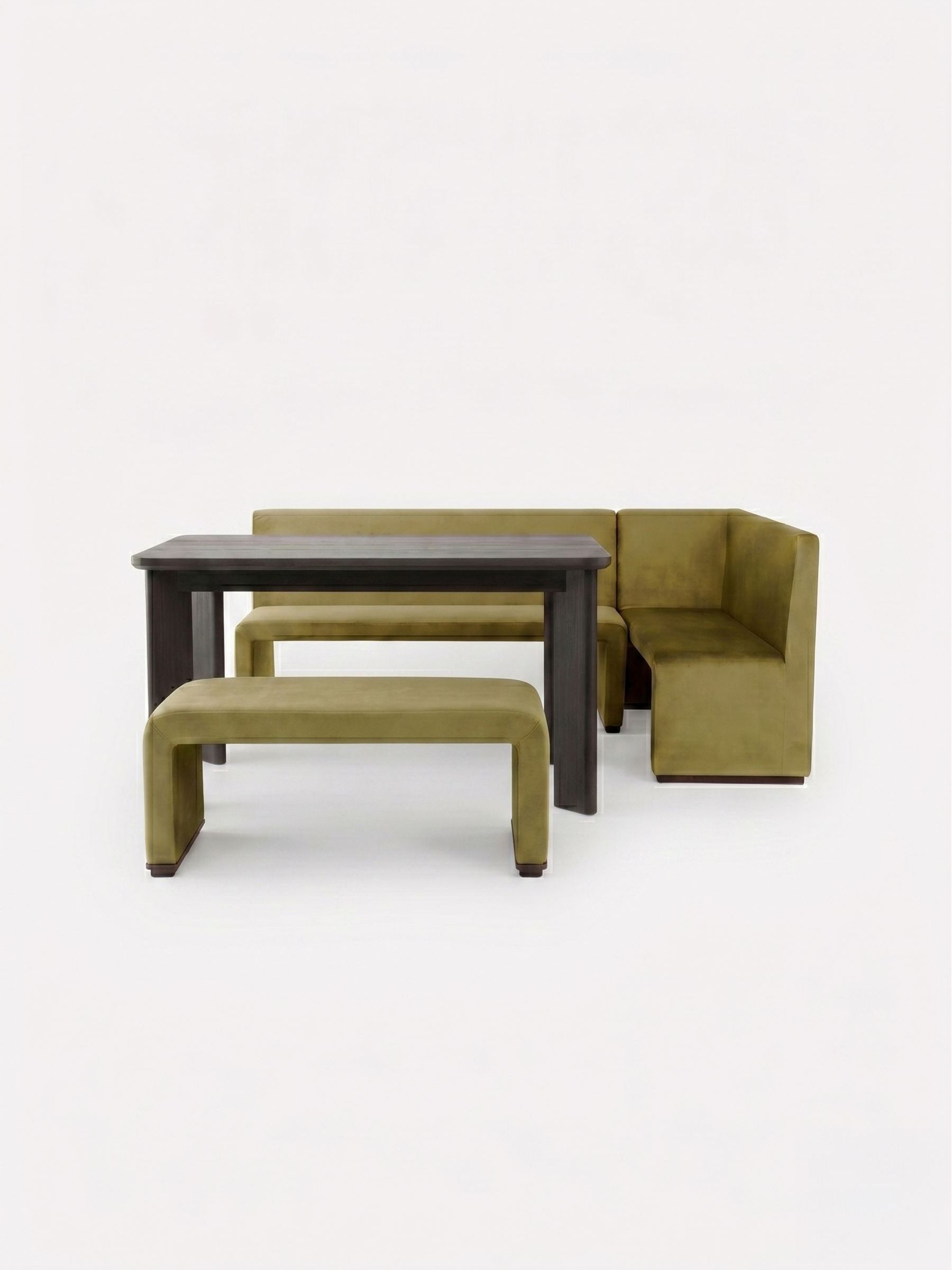 Right Hand Corner Bench and Dining Table Set in Fern Green Velvet - Image 2 of 2