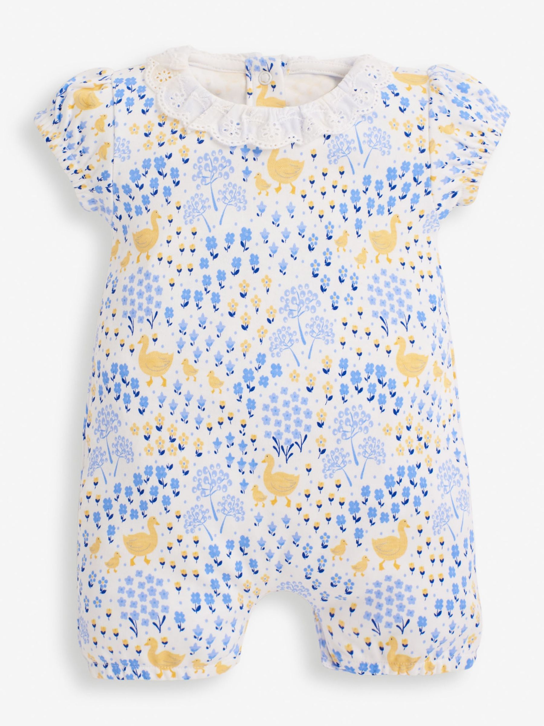Blue 2-Pack Floral & Duck Print Rompers - Image 2 of 7