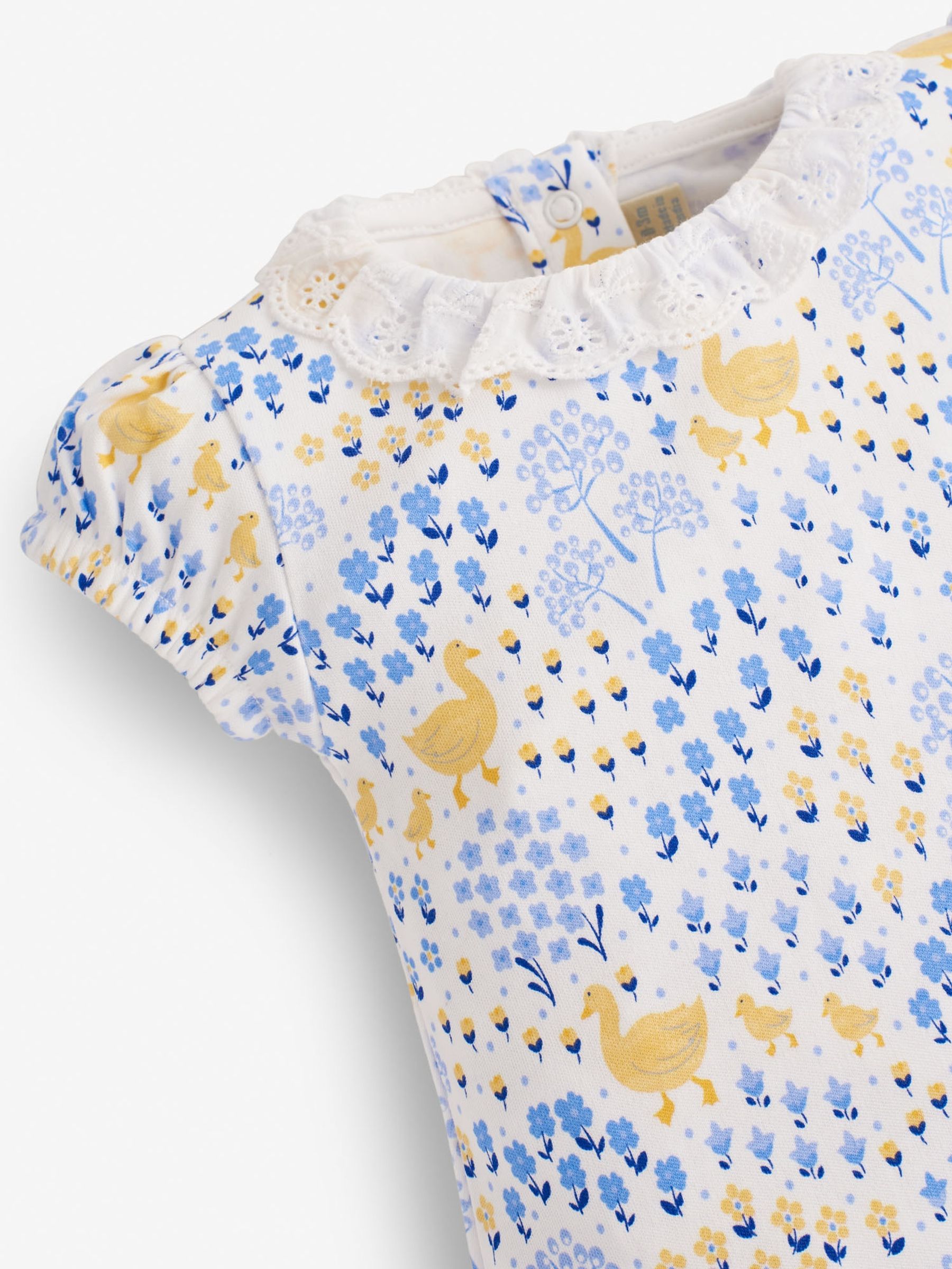 Blue 2-Pack Floral & Duck Print Rompers - Image 4 of 7