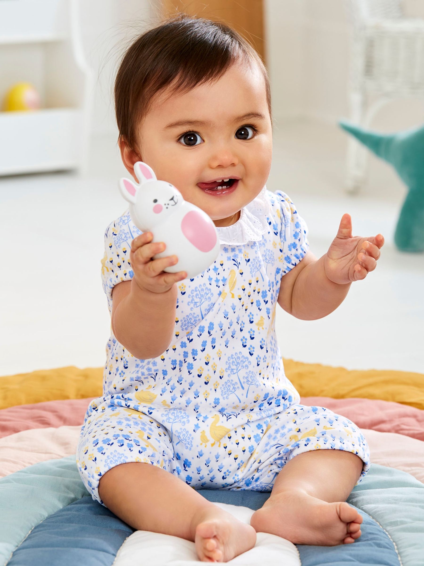 Blue 2-Pack Floral & Duck Print Rompers - Image 7 of 7