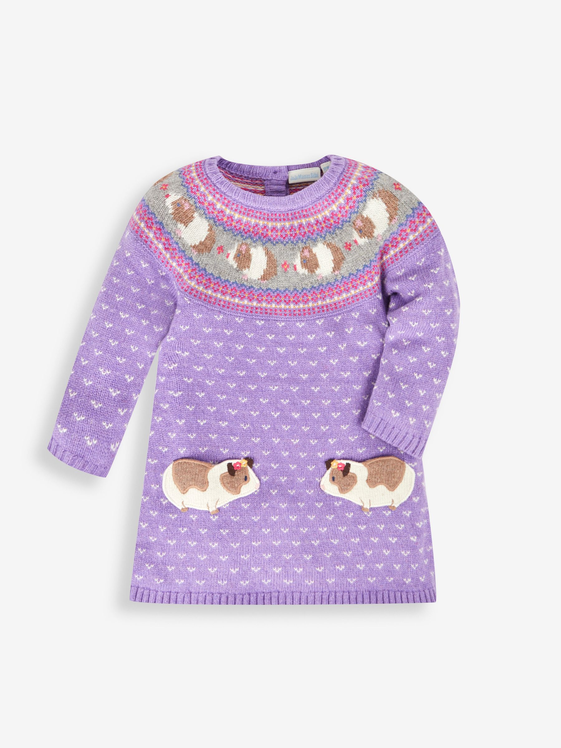 Lilac Purple Guinea Pig Fair Isle Pattern Knitted Dress - Image 2 of 4