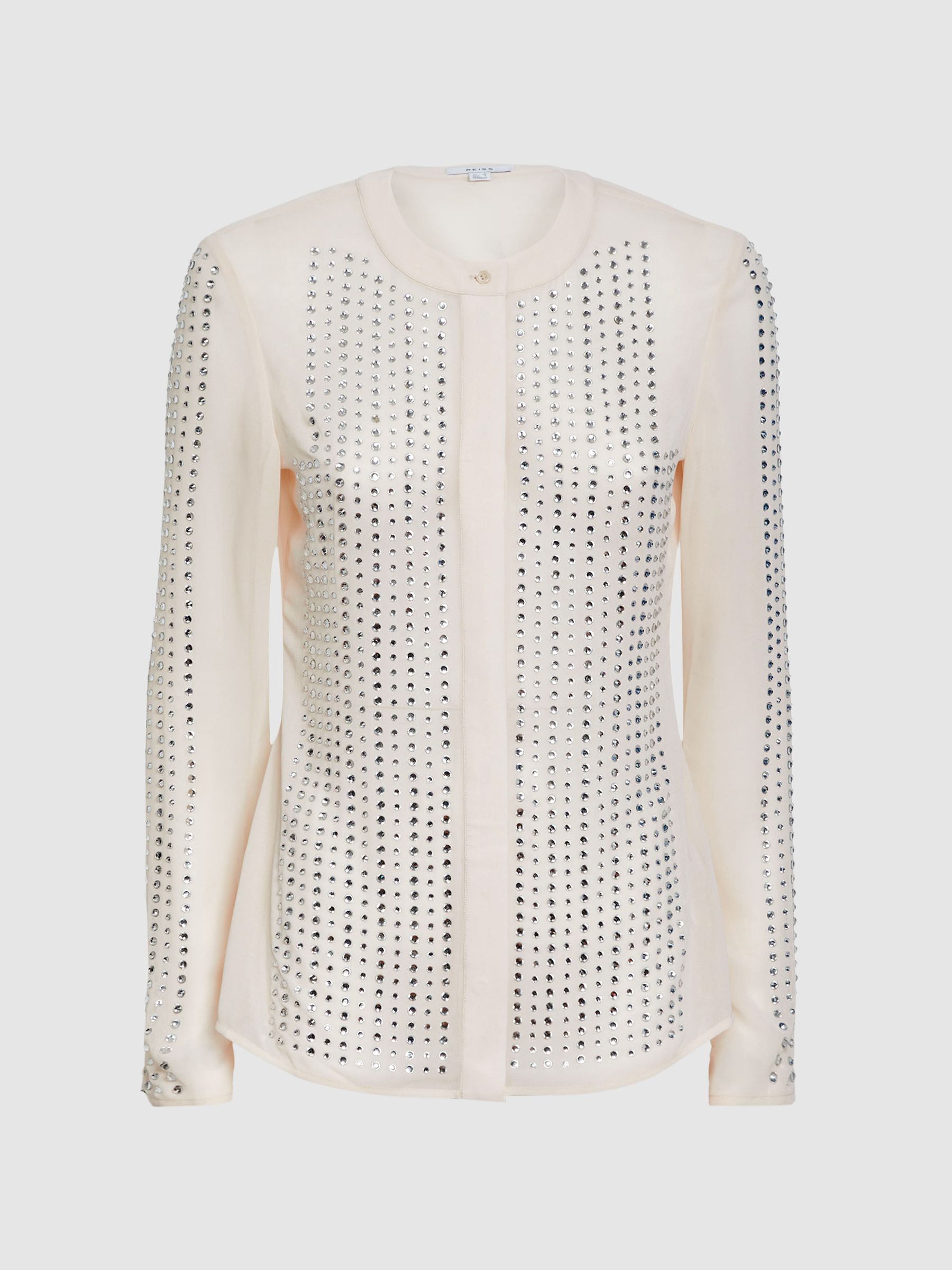 Fitted Embellished Shirt in Cream - Image 2 of 5