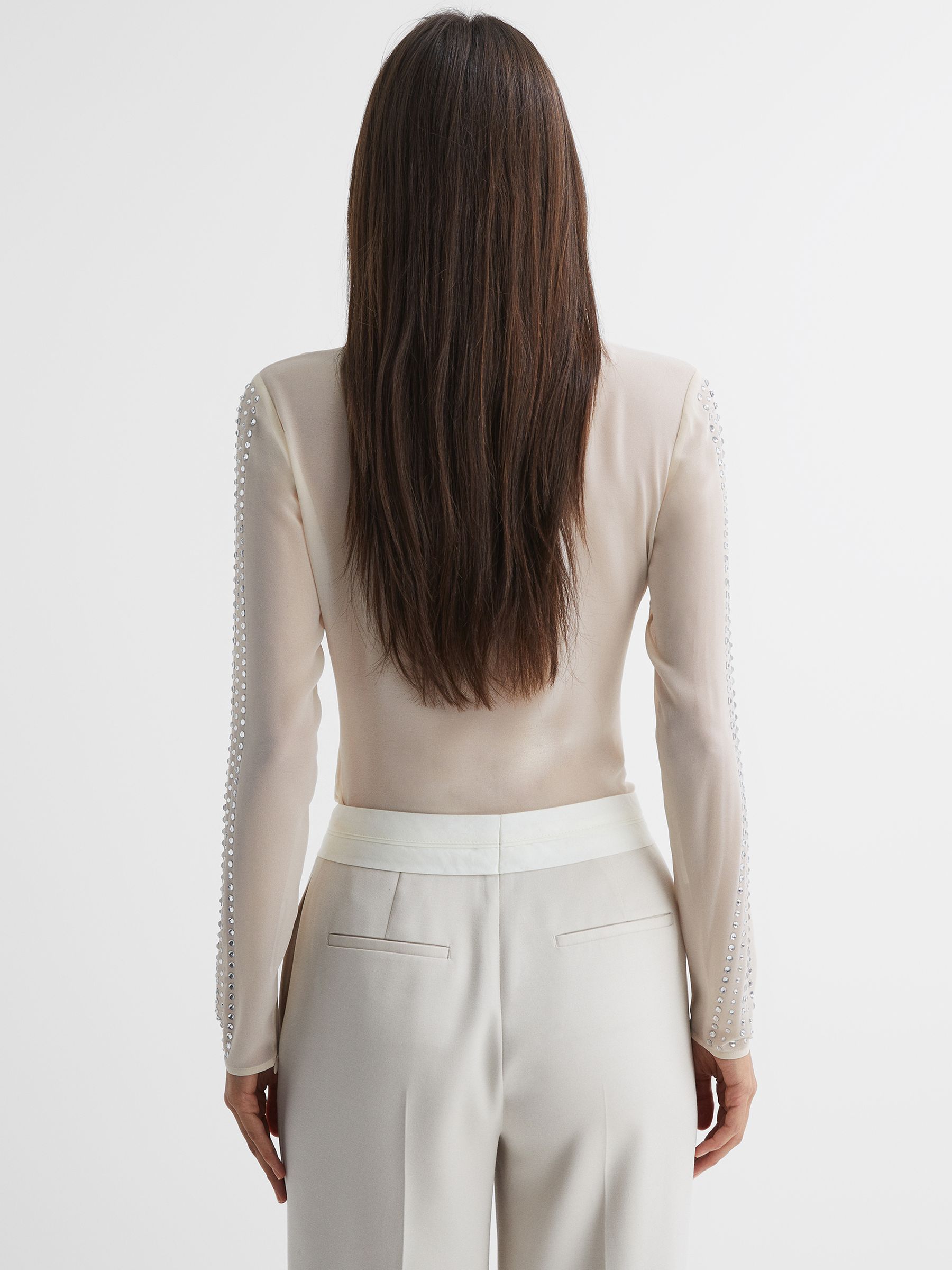 Fitted Embellished Shirt in Cream - image 5