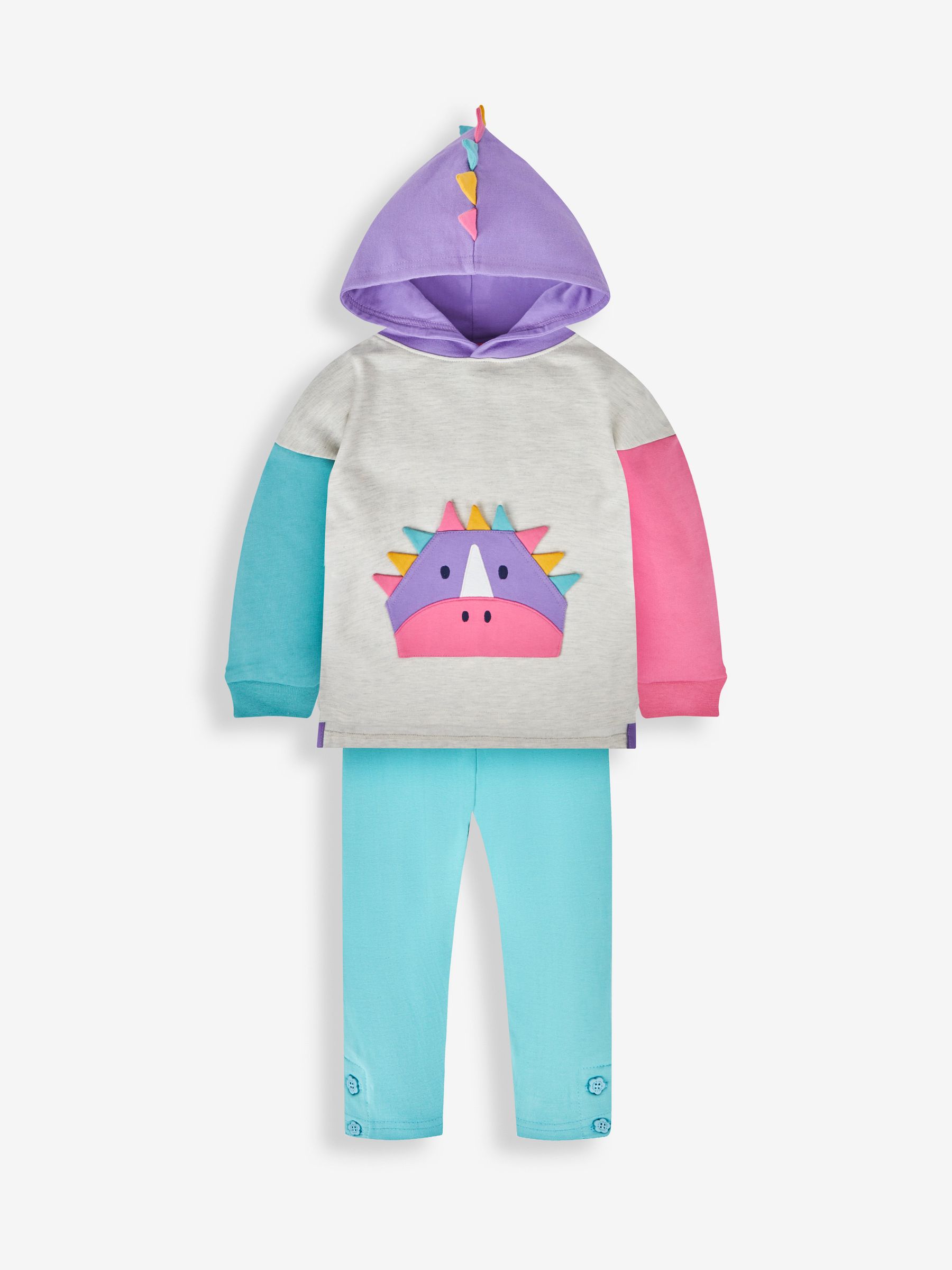 Natural Dino Appliqué Novelty Hoodie & Leggings Set - Image 1 of 6