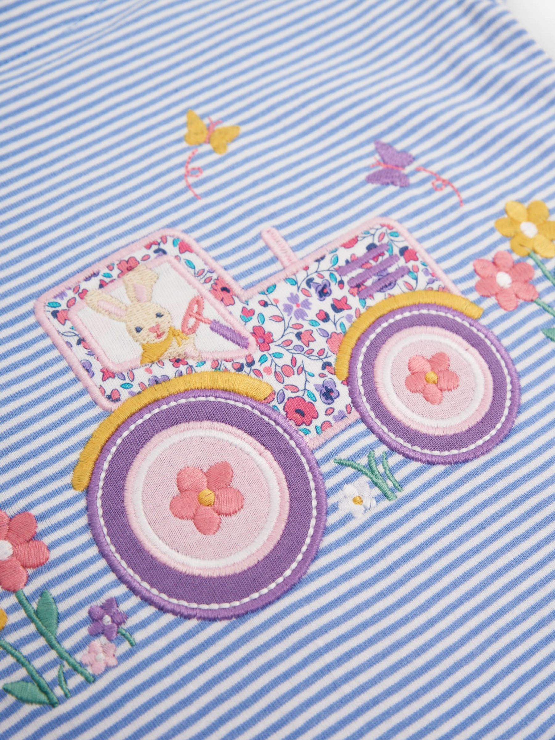 Blue Girls' Blue Stripe Tractor Appliqué T-Shirt - Image 2 of 3