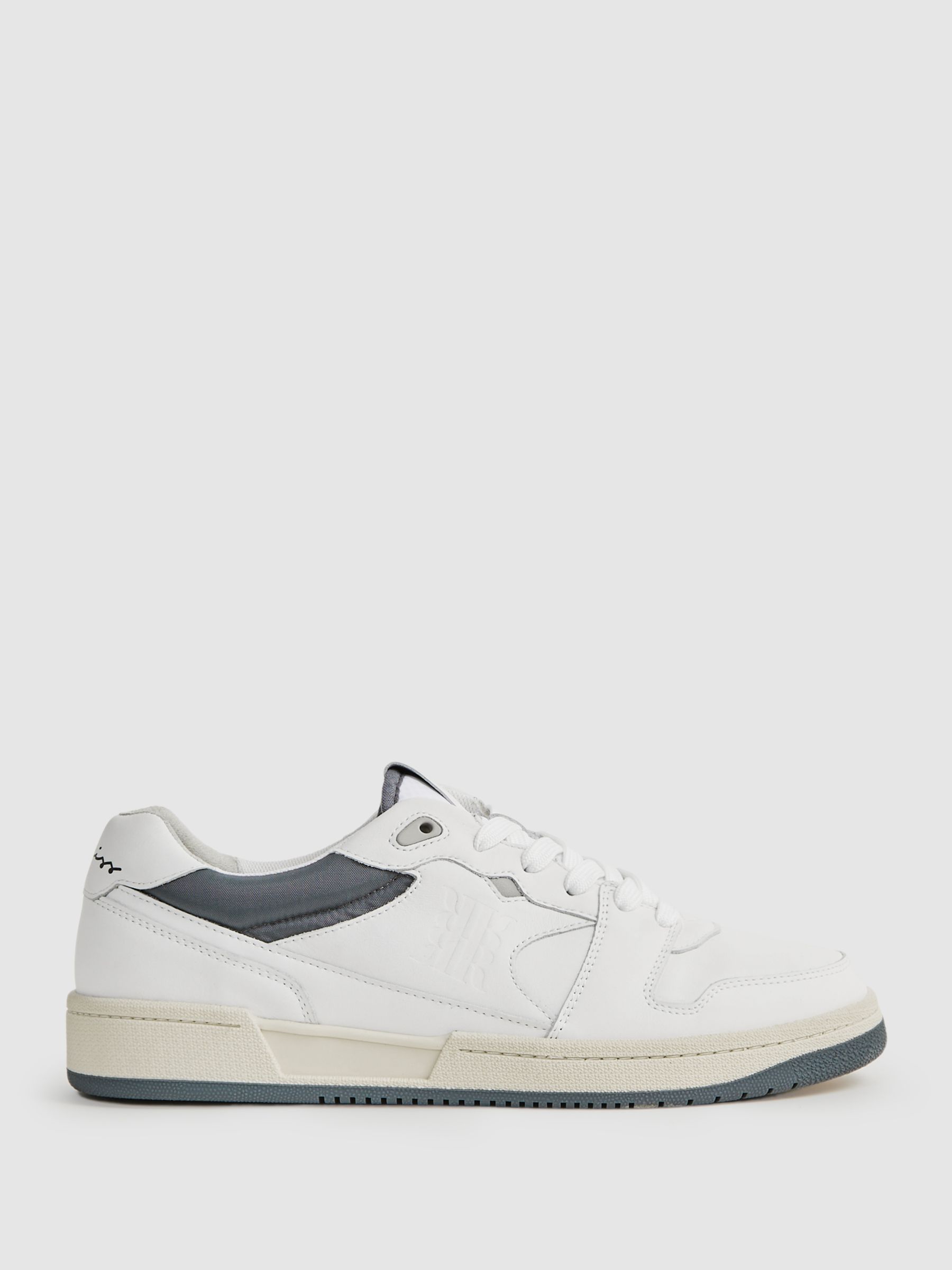 Leather Colourblock Lace-Up Trainers in White - Image 1 of 6