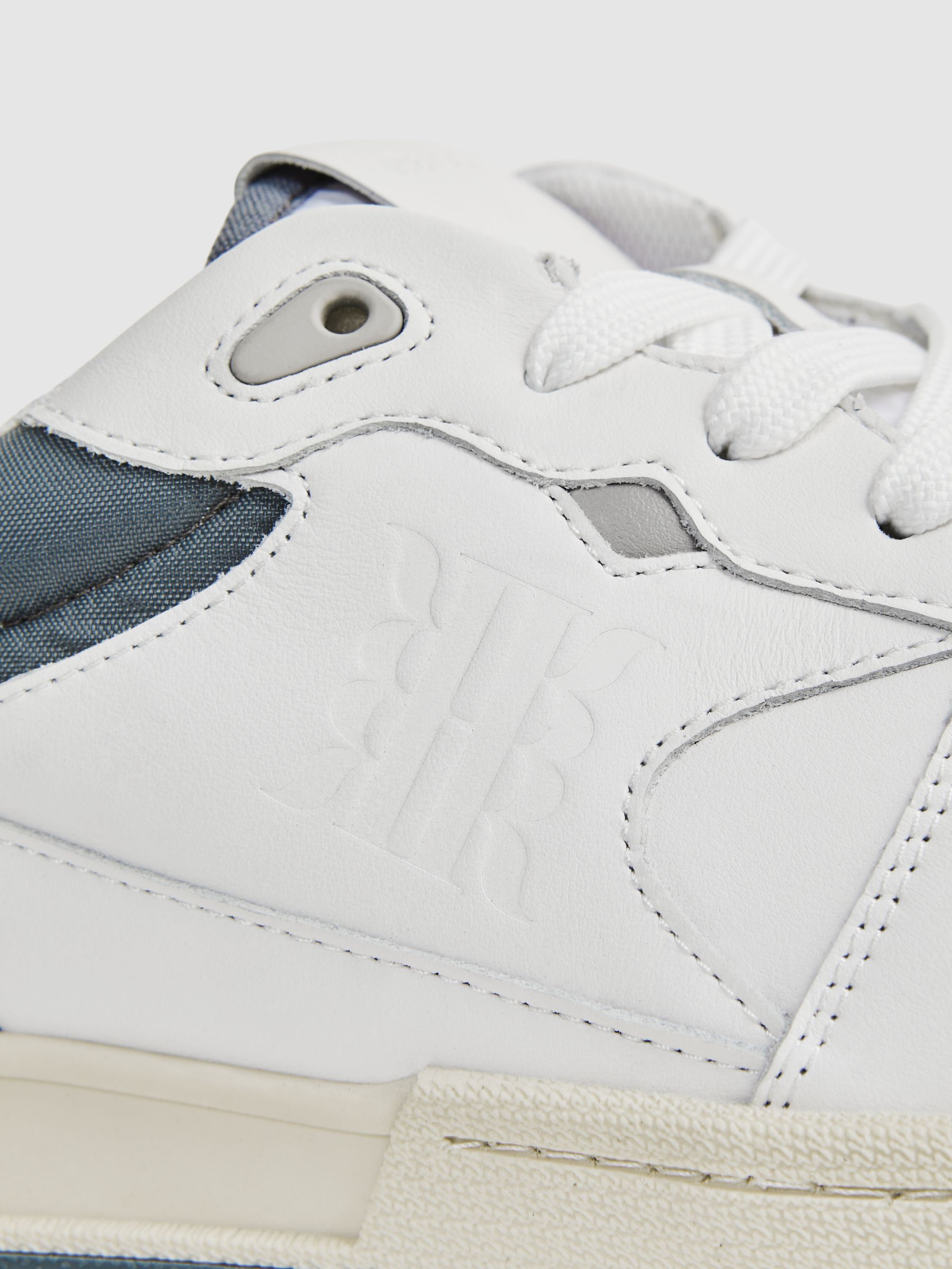 Leather Colourblock Lace-Up Trainers in White - Image 6 of 6