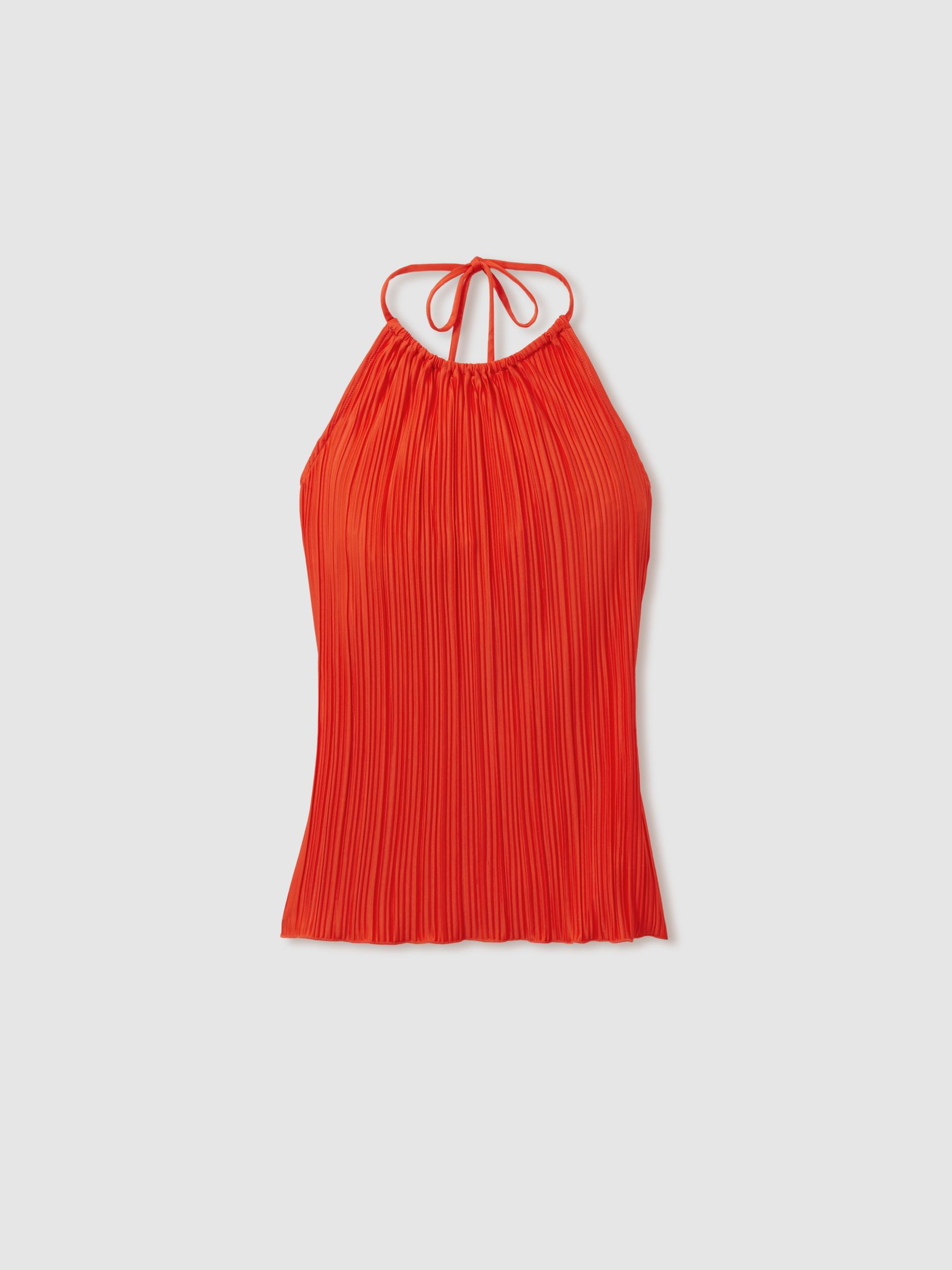 Good American Plisse Halter-Neck Beach Cover-Up Top in Red - Image 1 of 5
