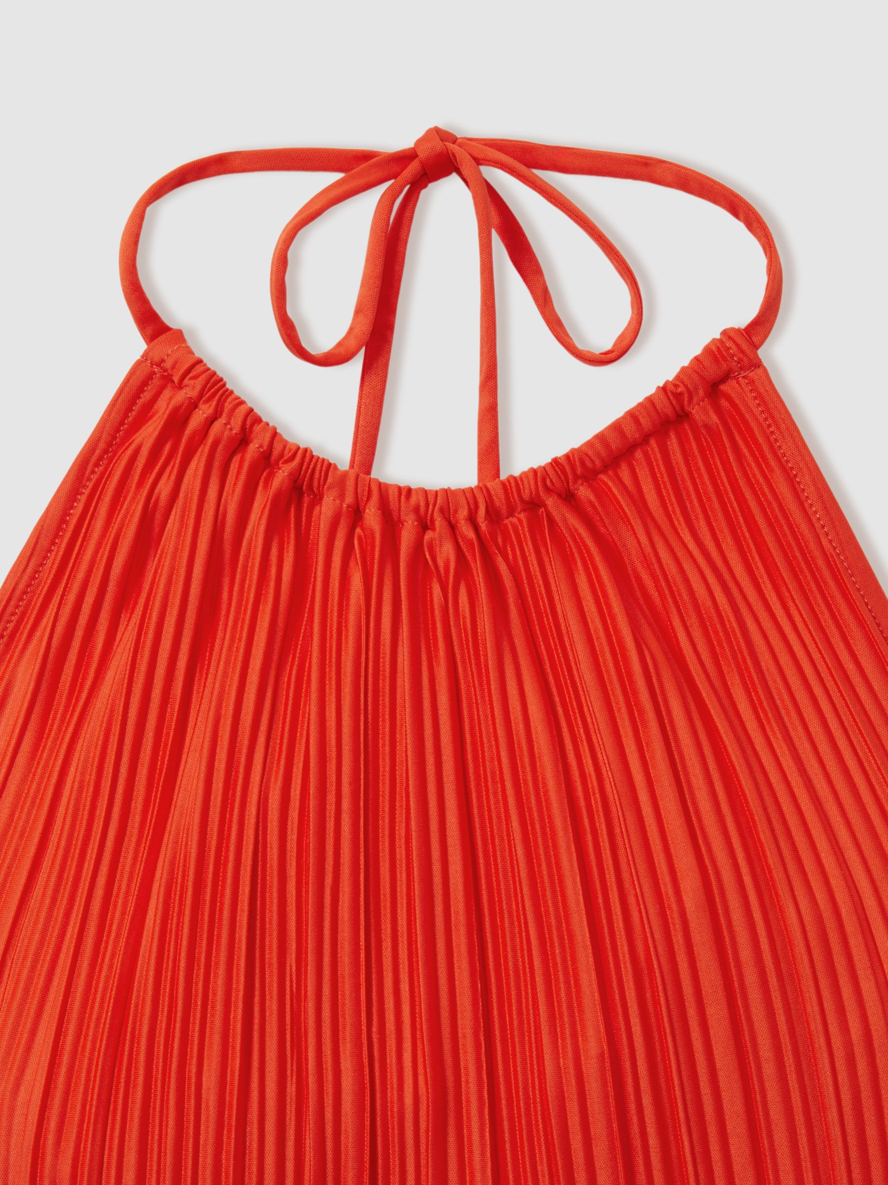 Good American Plisse Halter-Neck Beach Cover-Up Top in Red - Image 2 of 5