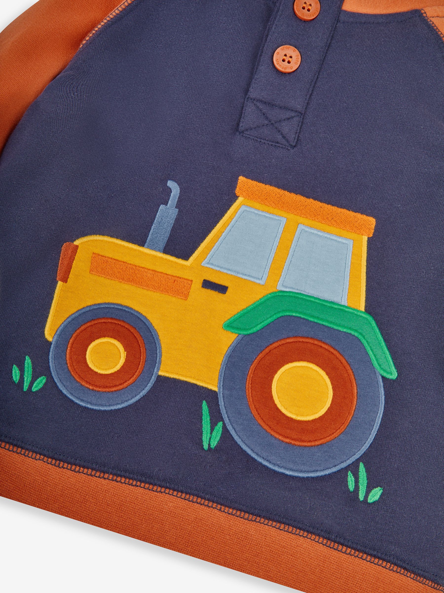 Navy Blue Tractor Boys' Appliqué Novelty Hoodie - Image 3 of 3