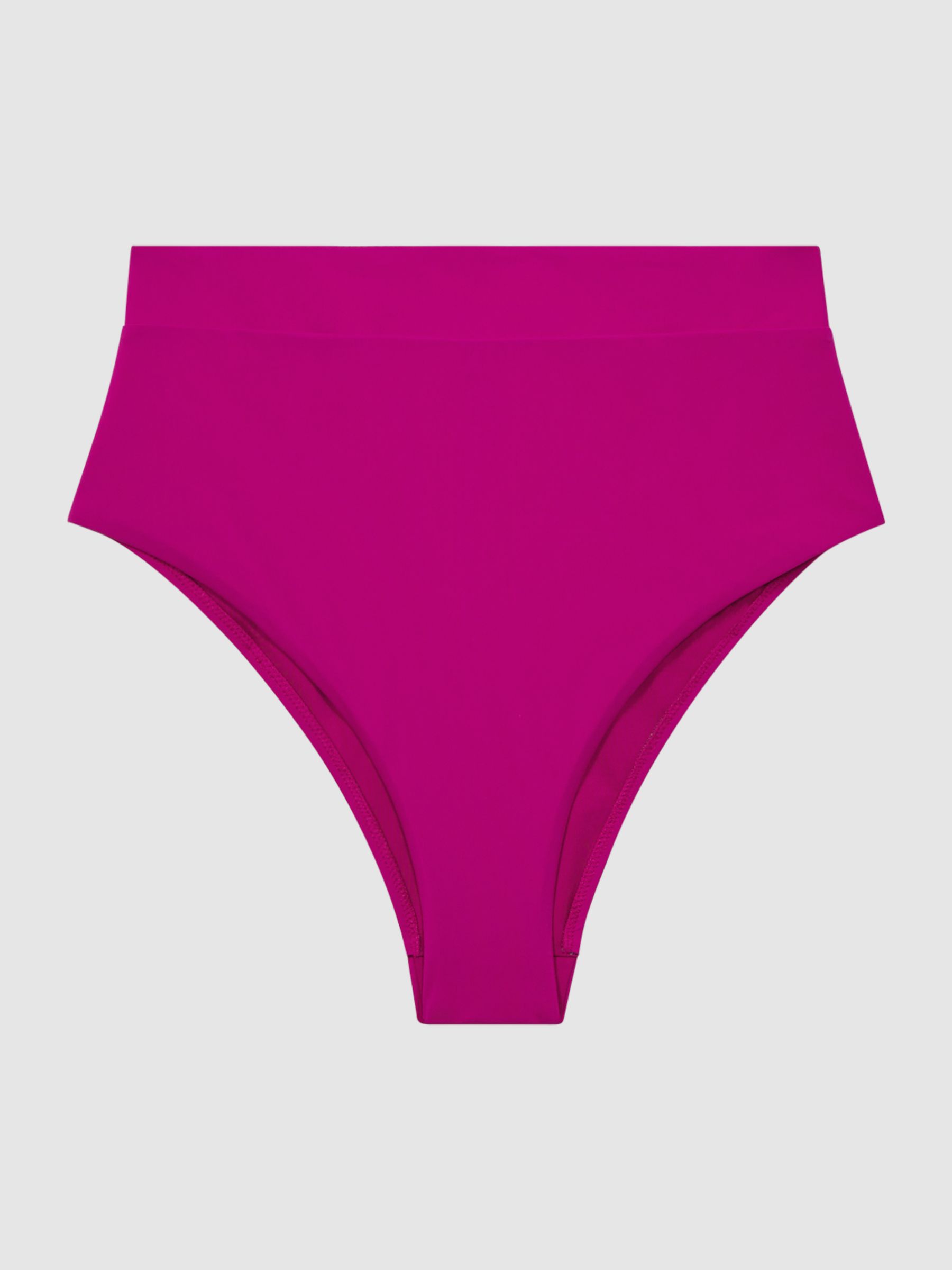 Italian Fabric High Rise Bikini Bottoms in Magenta - Image 2 of 4