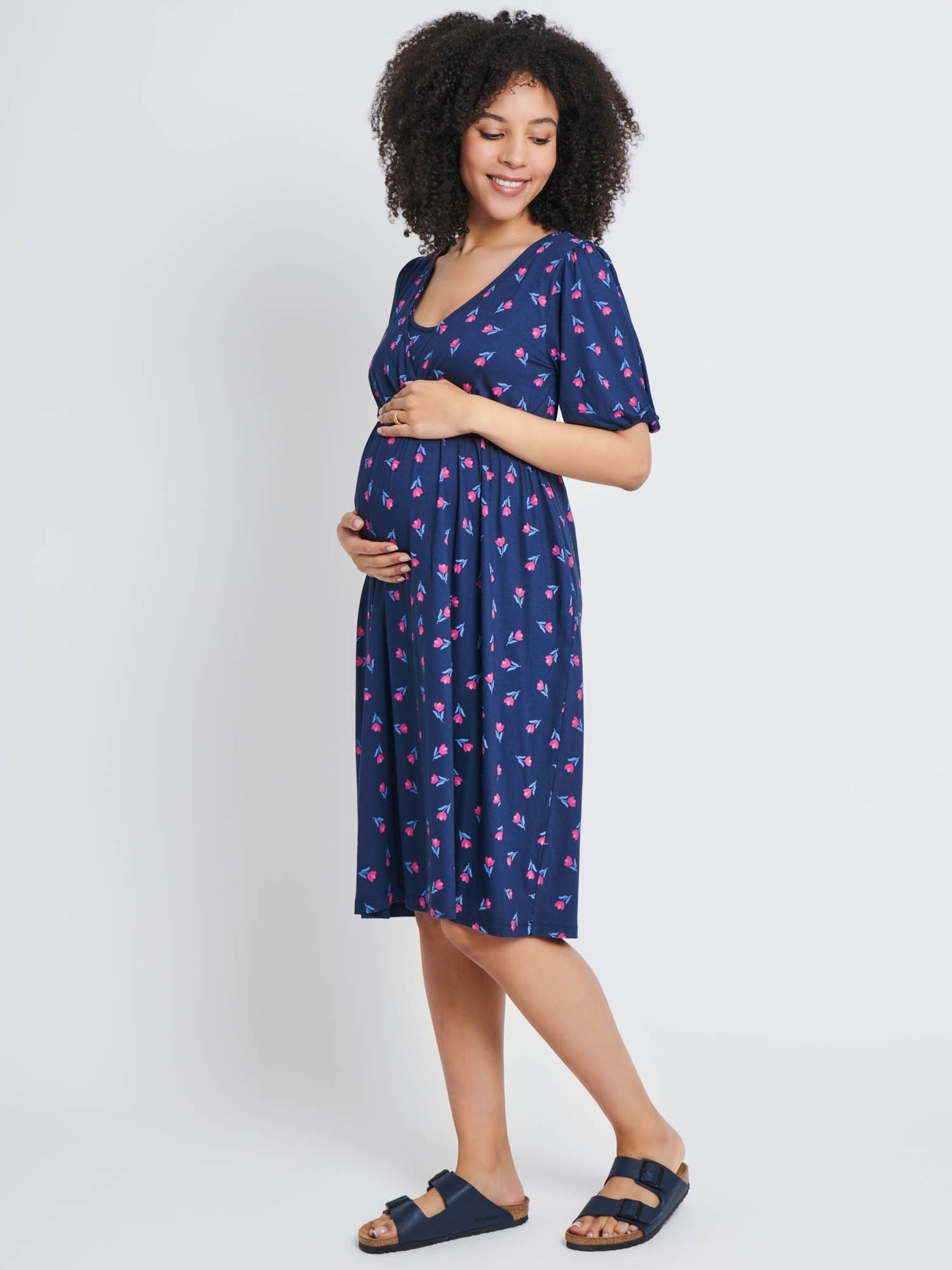 Navy Navy Tulip Print Maternity & Nursing Dress - Image 2 of 3