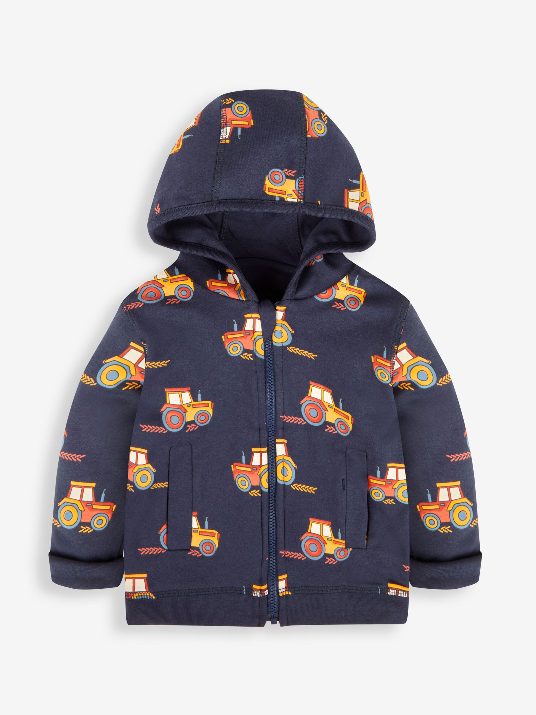 Navy Blue Tractor Reversible Appliqué Jersey Hoodie - Image 2 of 8