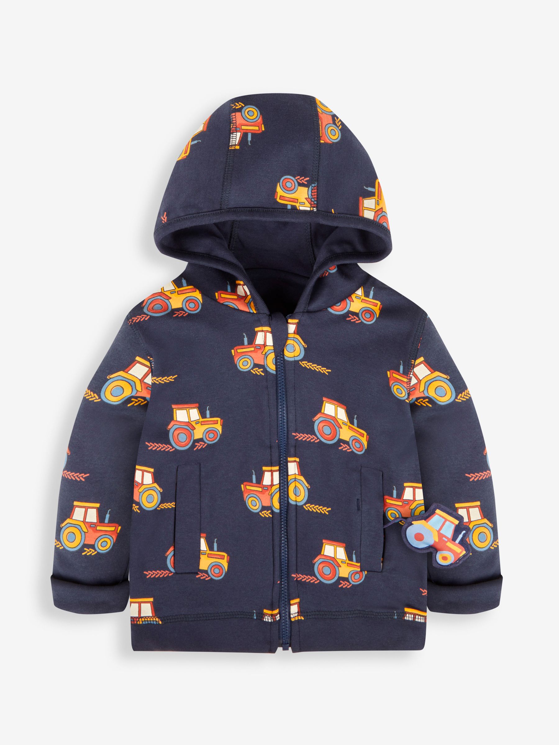 Navy Blue Tractor Reversible Appliqué Jersey Hoodie - Image 3 of 8