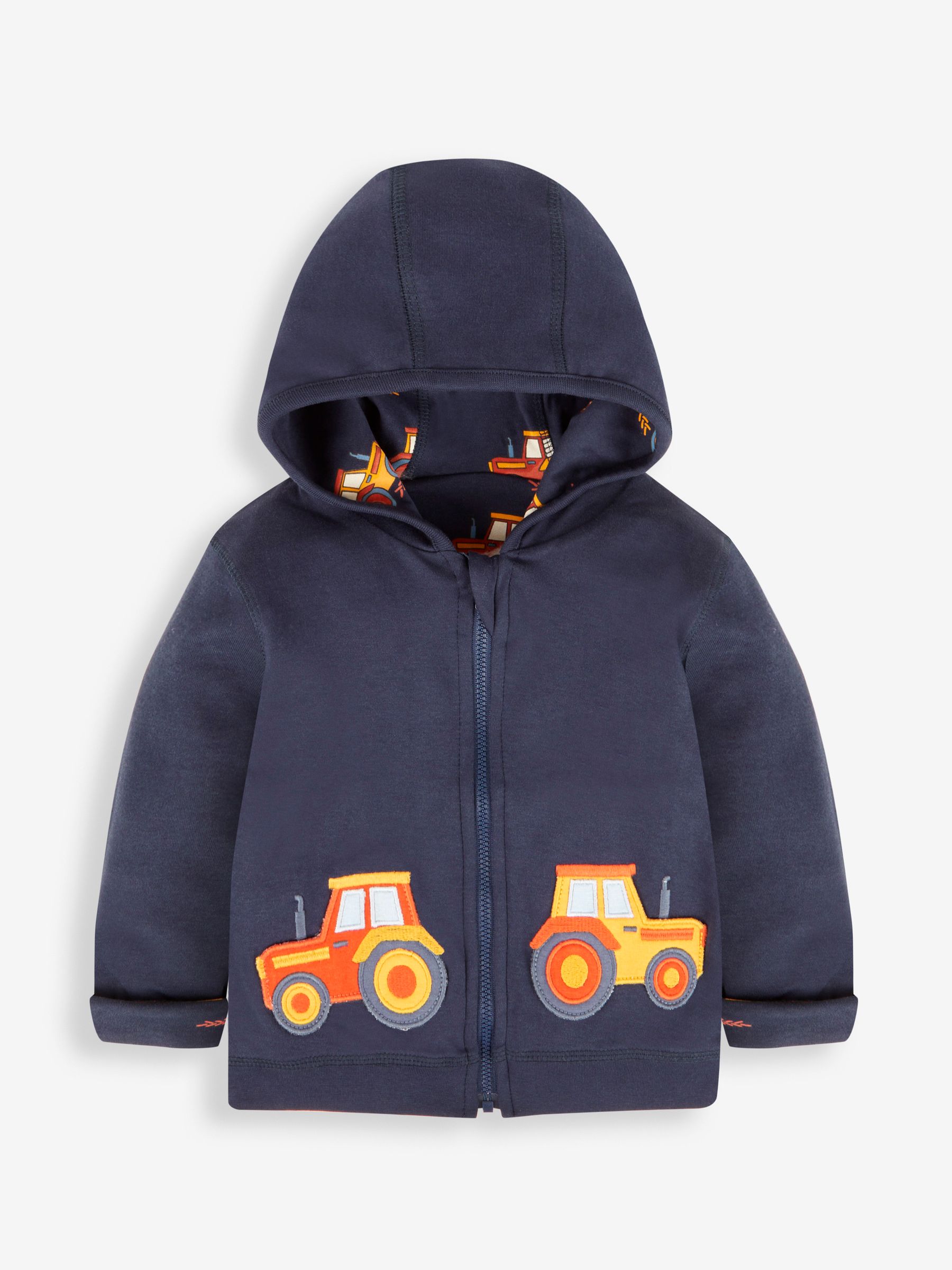 Navy Blue Tractor Reversible Appliqué Jersey Hoodie - Image 4 of 8