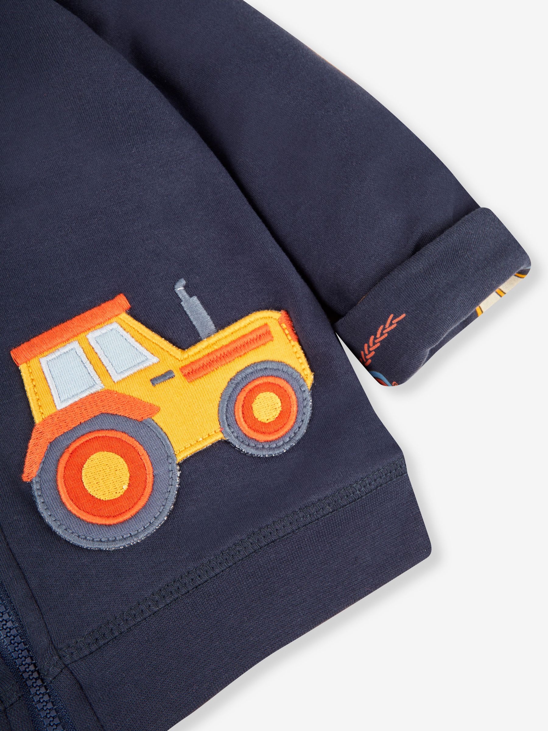 Navy Blue Tractor Reversible Appliqué Jersey Hoodie - Image 8 of 8