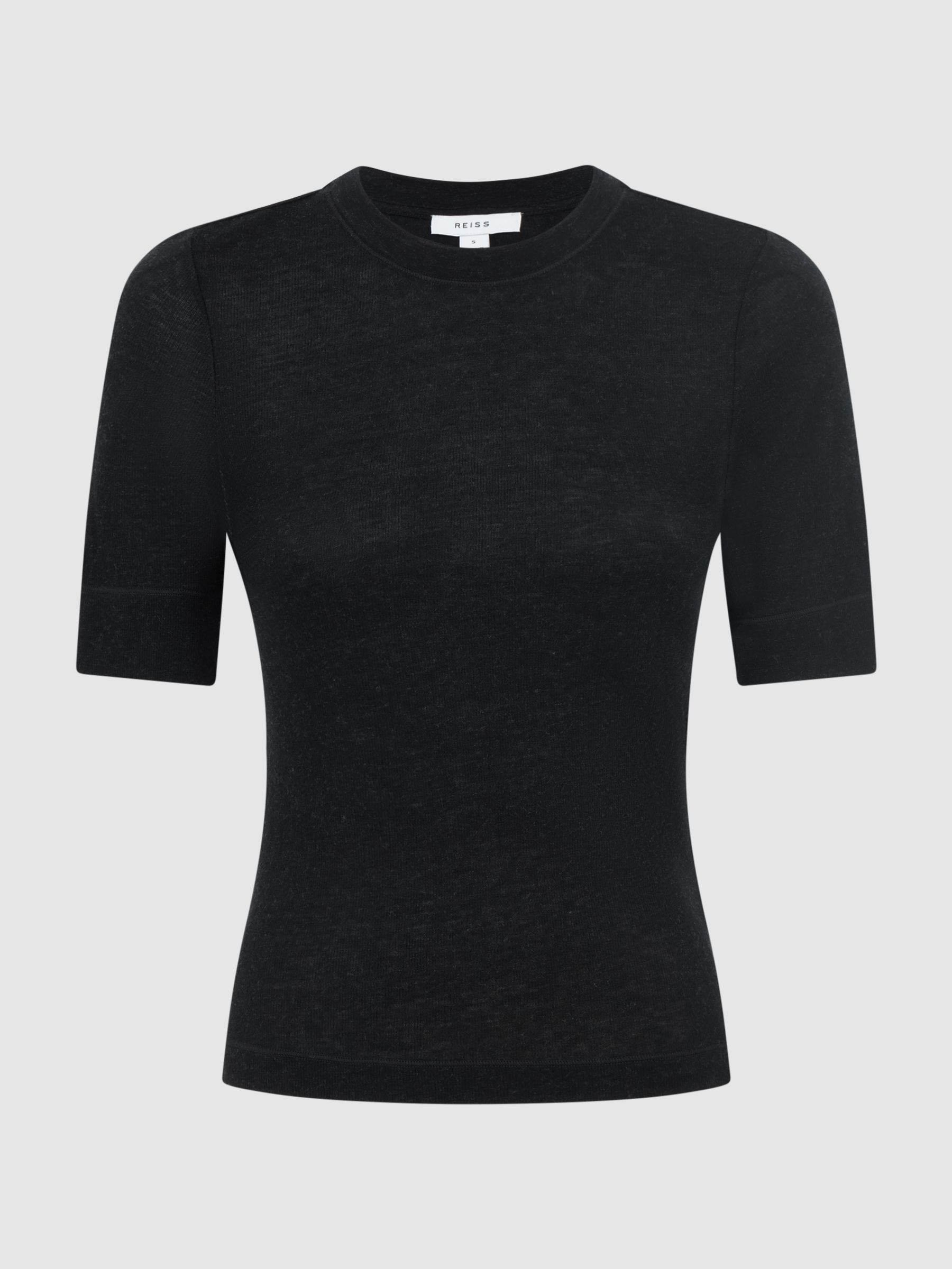 Casual Wool Marl T-Shirt in Charcoal - Image 2 of 5