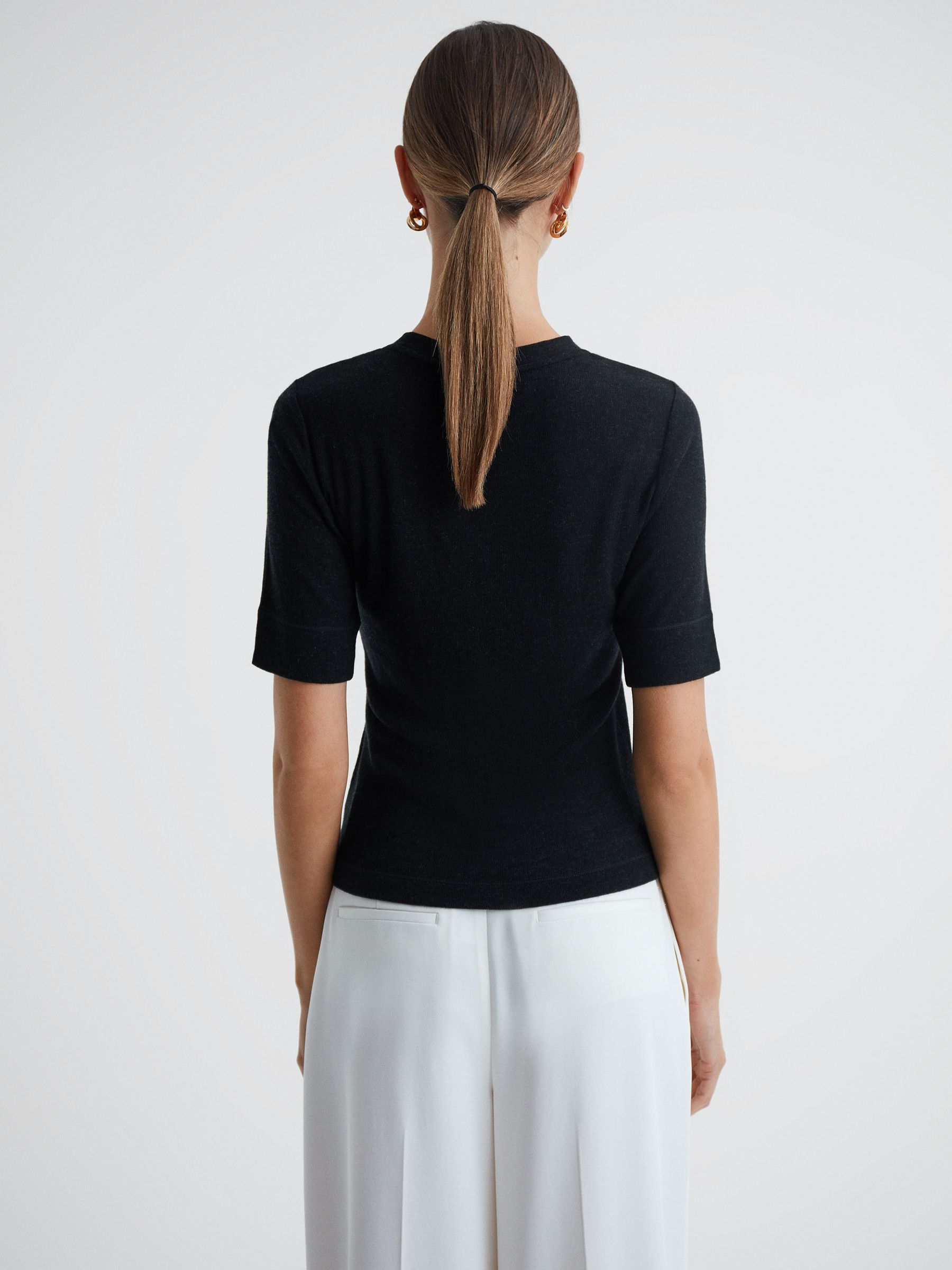 Casual Wool Marl T-Shirt in Charcoal - Image 5 of 5