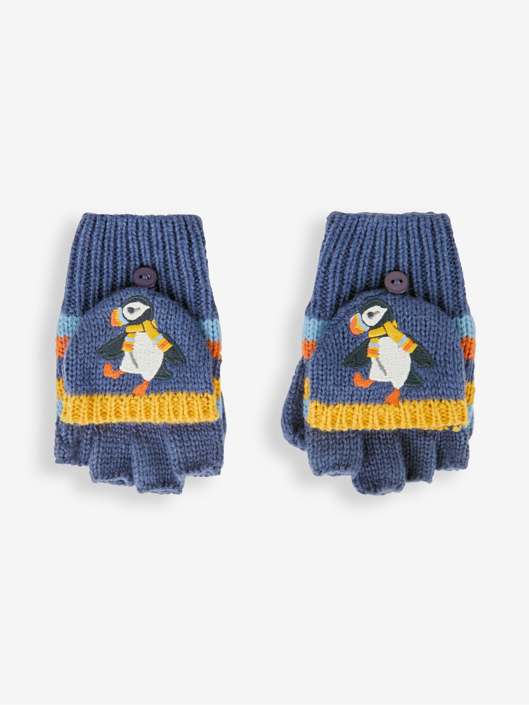 Puffin Striped Gloves in Indigo - Image 1 of 3