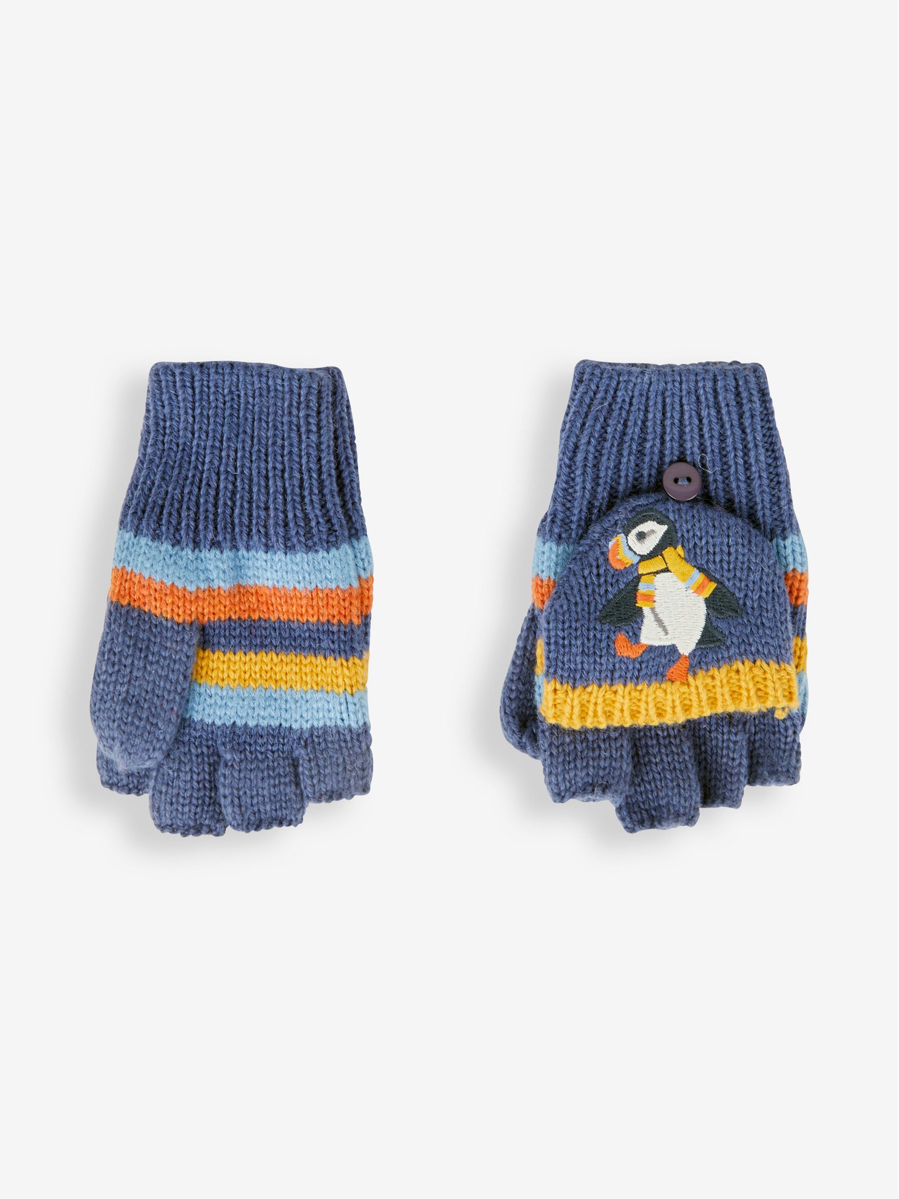 Puffin Striped Gloves in Indigo - Image 2 of 3