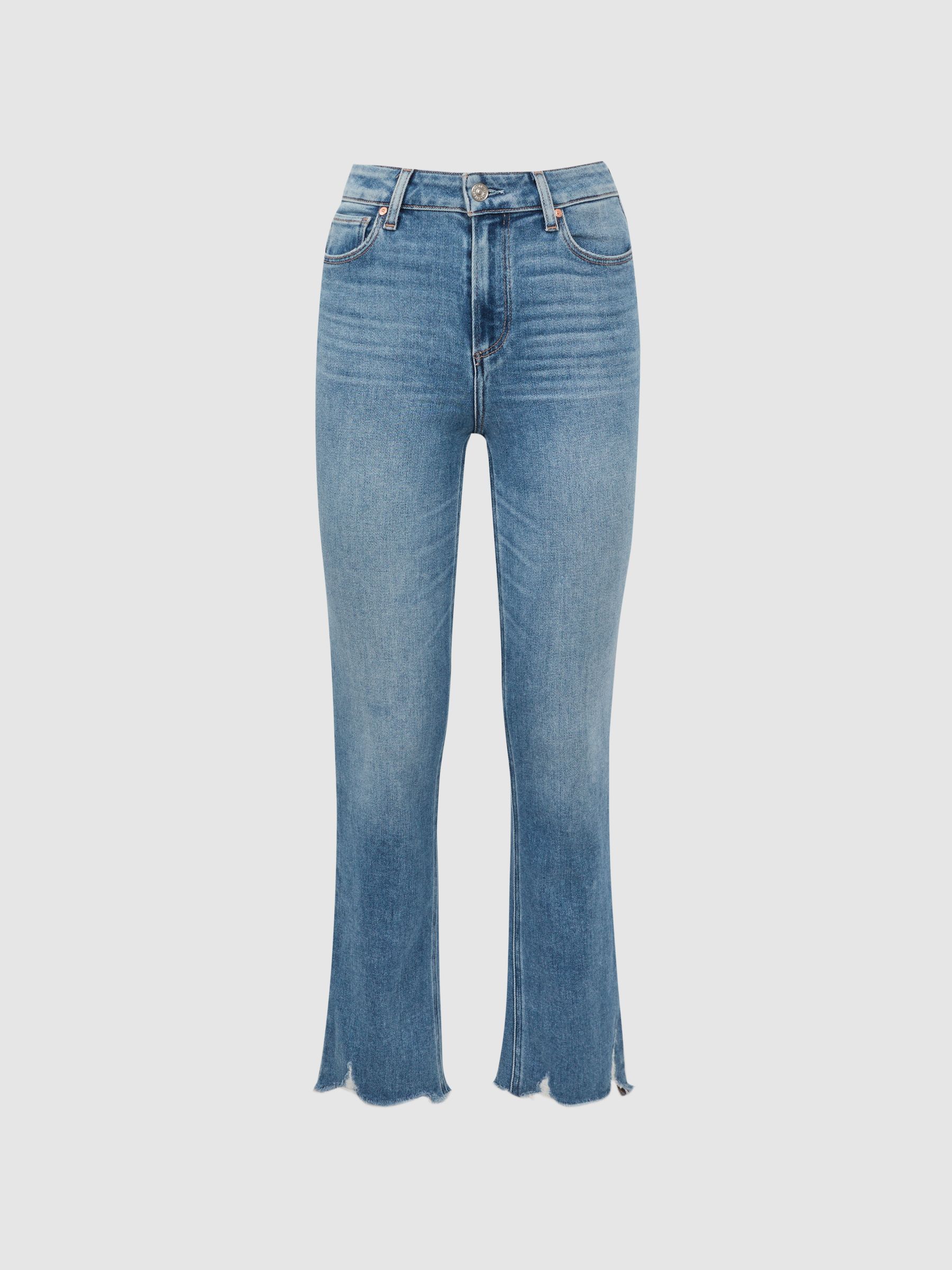 Paige High Rise Distressed Hem Jeans in Mel Destroyed Hem