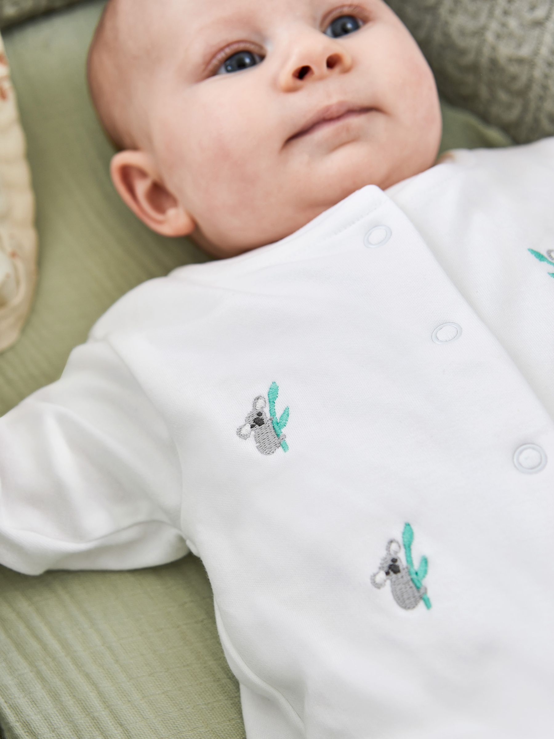 White Koala Embroidered Cotton Baby Sleepsuit - Image 2 of 4