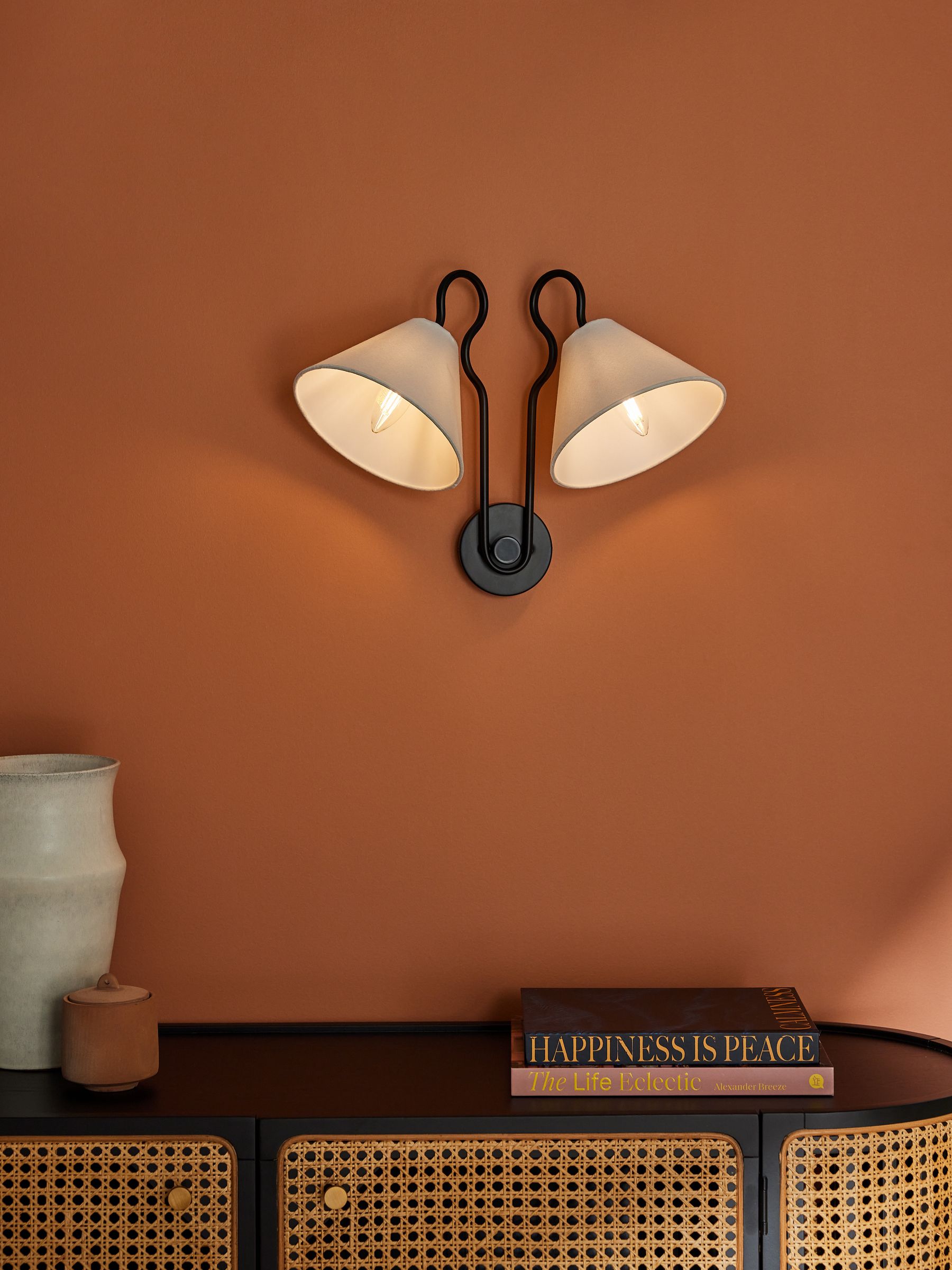 Madelyn Double Wall Light in Black - Image 1 of 3