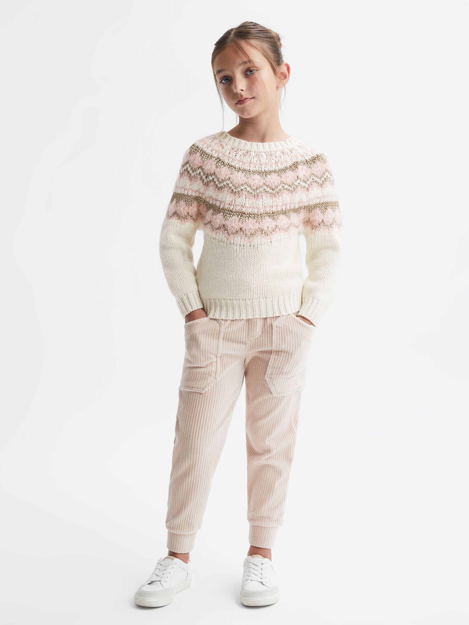9-14 yrs Fairisle Pattern Knitted Jumper in Pink - Image 1 of 5