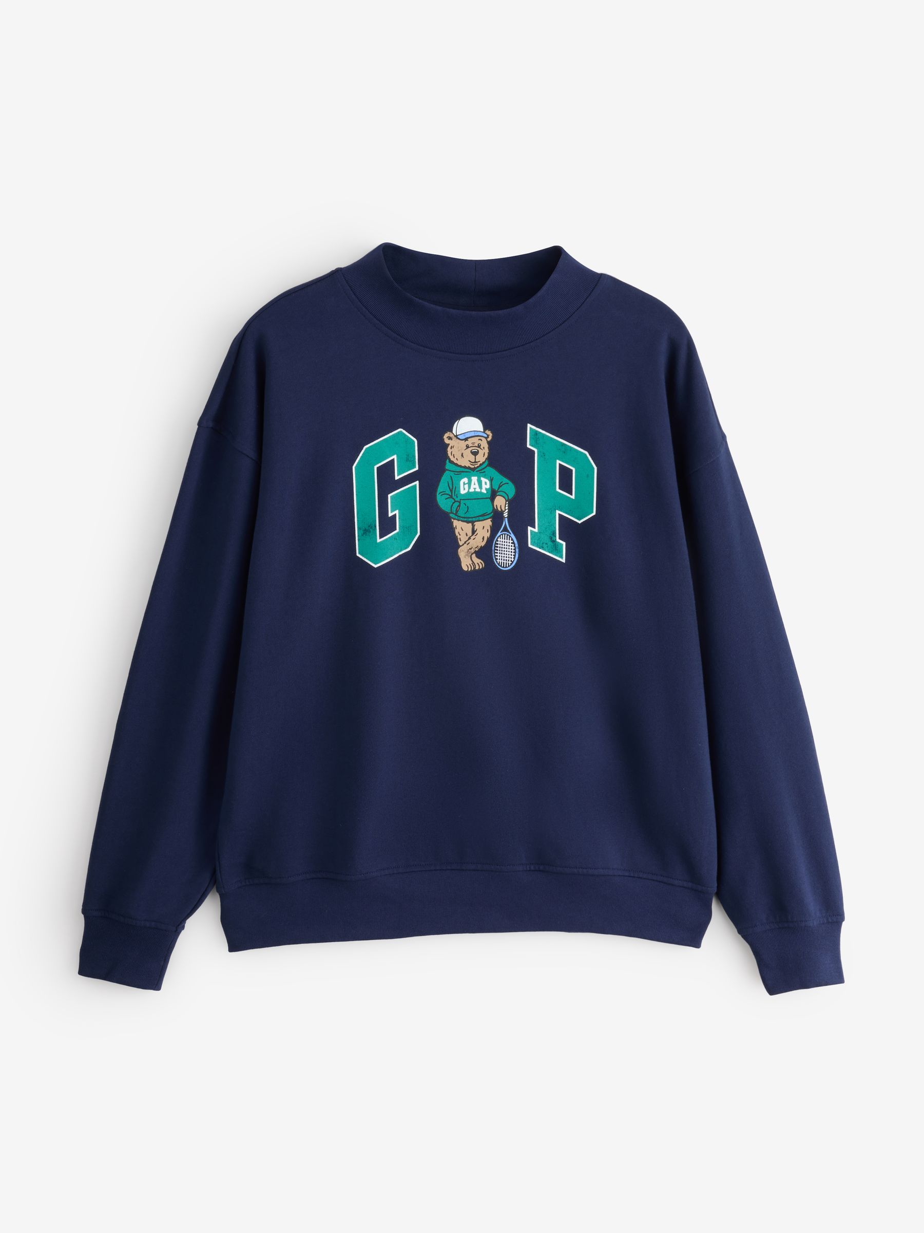 Navy Brannan Bear French Terry Oversized Mock Neck Sweatshirt - Image 1 of 5 Navy Brannan Bear French Terry Oversized Mock Neck Sweatshirt - Image 1 of 5