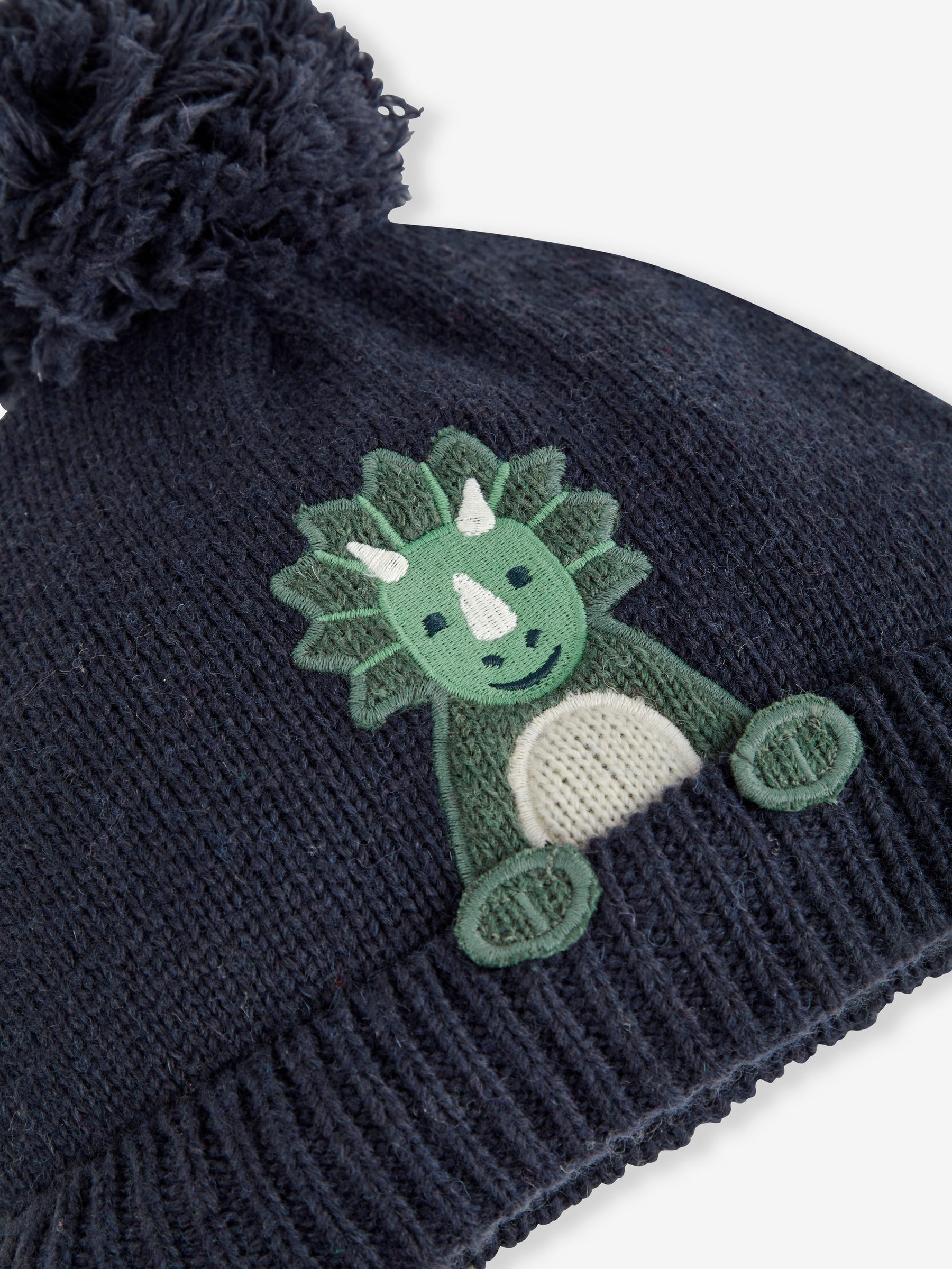 Navy Blue Appliqué Bobble Hat - Image 2 of 2