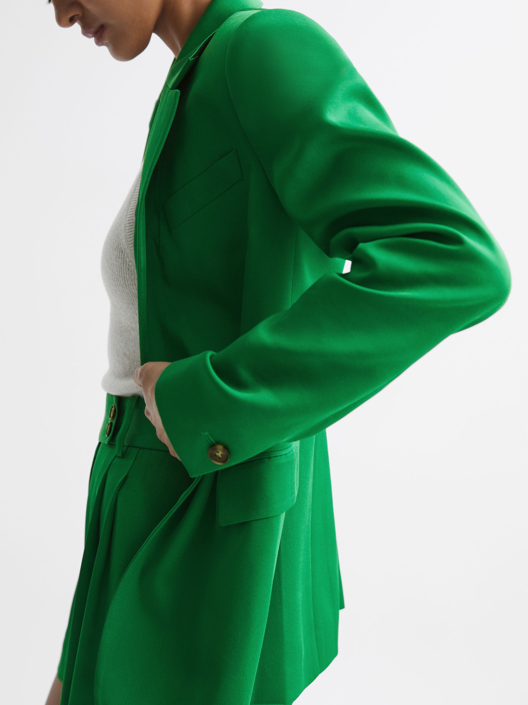 Tailored Single Breasted Blazer in Green - Image 4 of 7