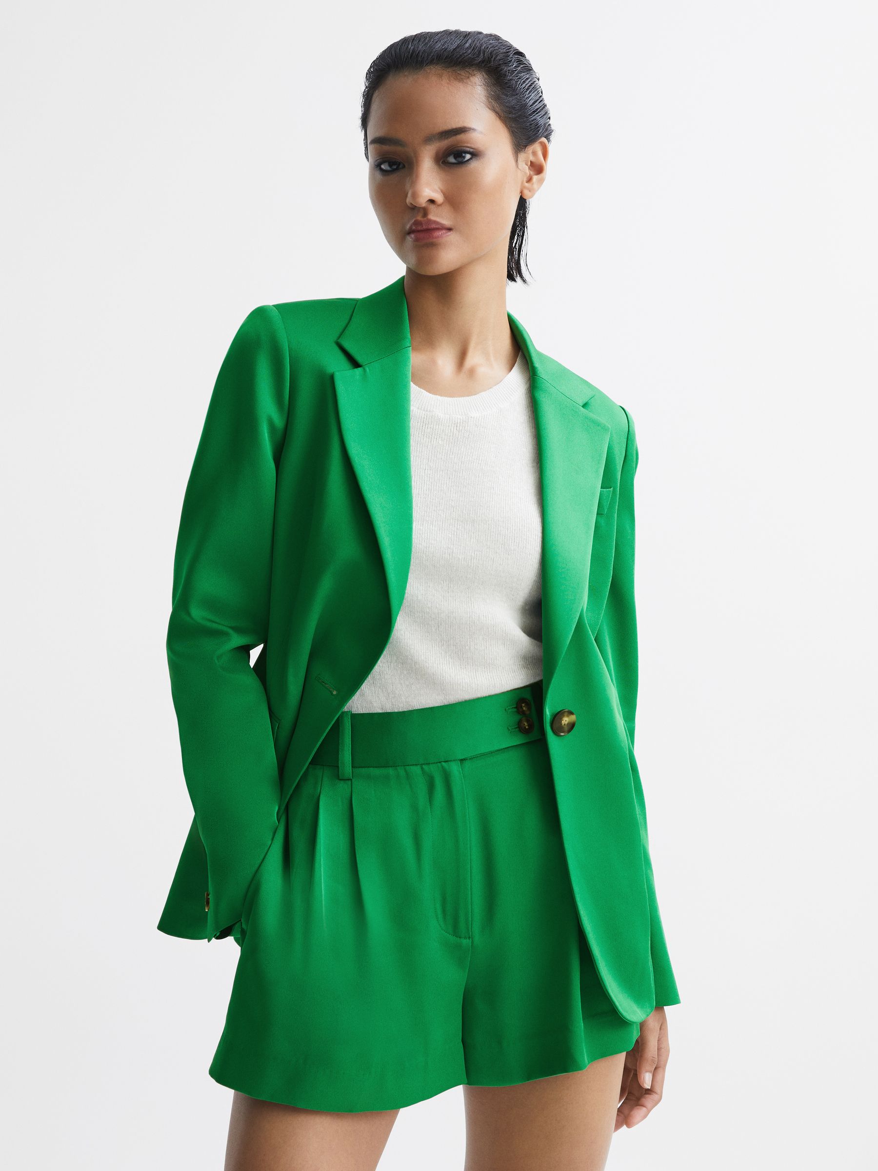 Tailored Single Breasted Blazer in Green - Image 6 of 7