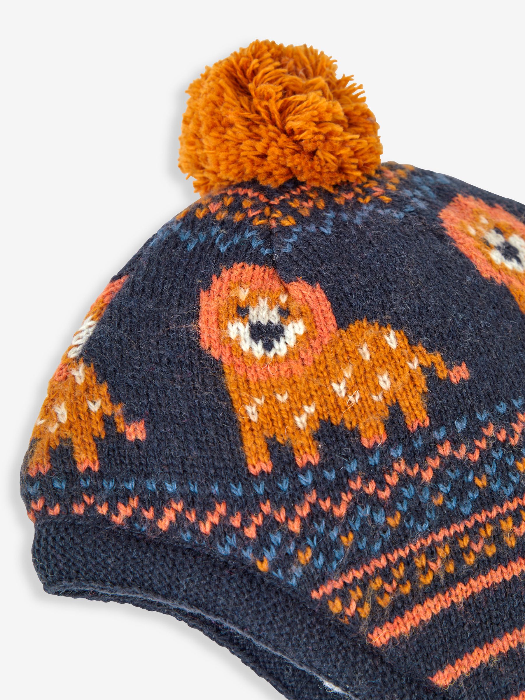 Navy Blue Lion Fair Isle Pattern Hat - Image 2 of 2