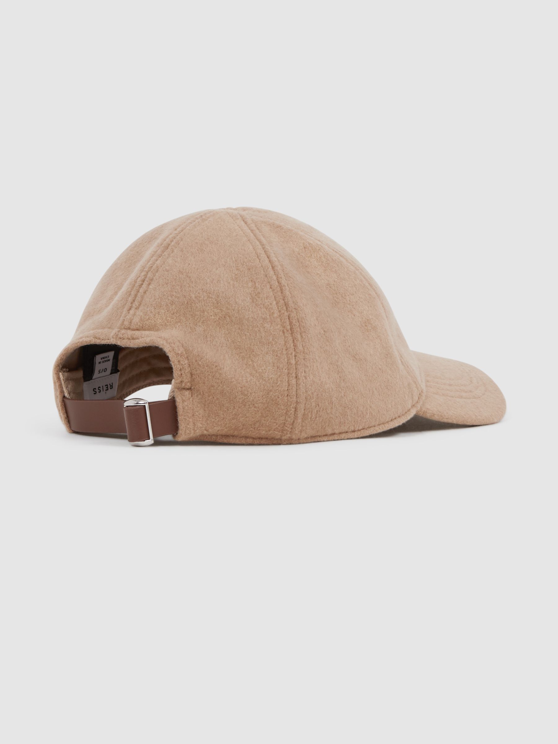 Wool Blend Baseball Cap in Camel/Stone - Image 3 of 4