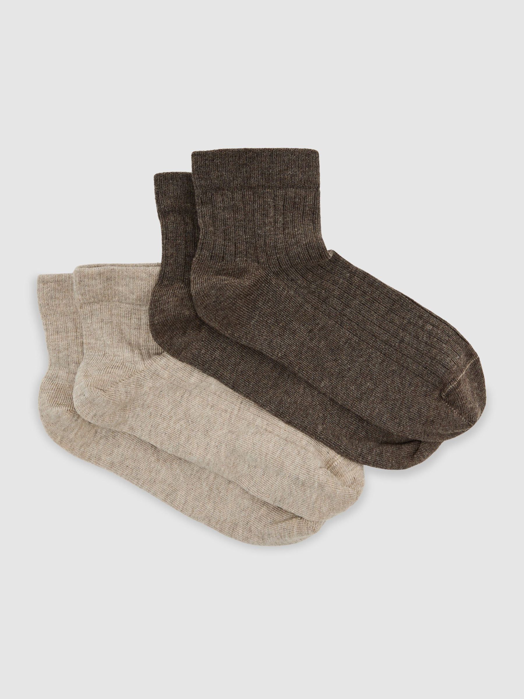 2-Pack Baumwollmischung Ripp Trainer Socken in Taupe Braun - Bild 1 von 3