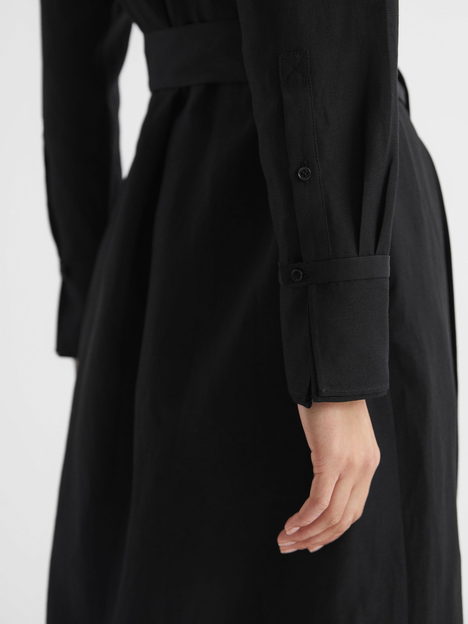 Premium midikjole i hør-blend i sort - Billede 4 af 7