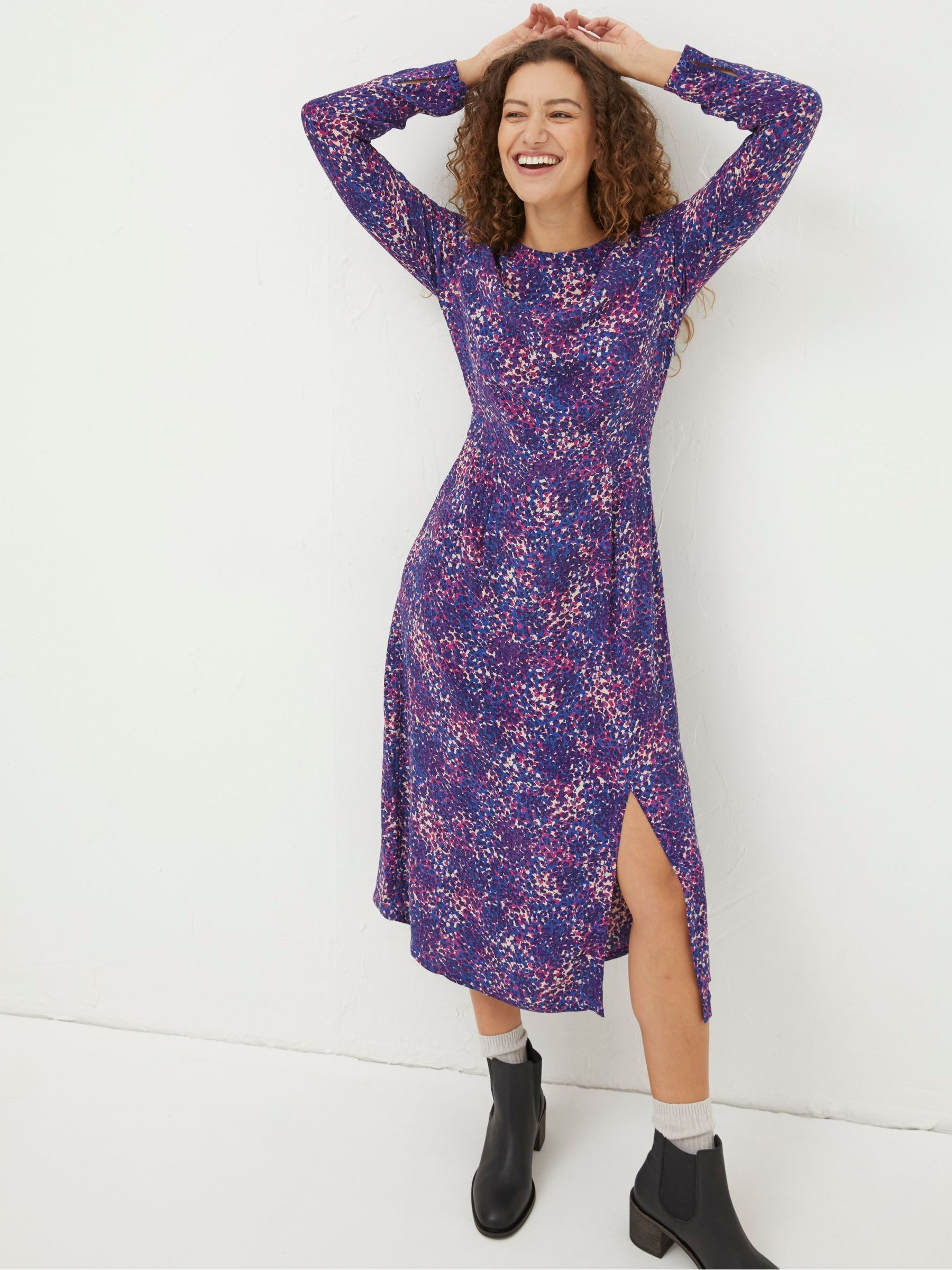 Blue Haldon Layered Spot Midi Dress - Image 1 of 5