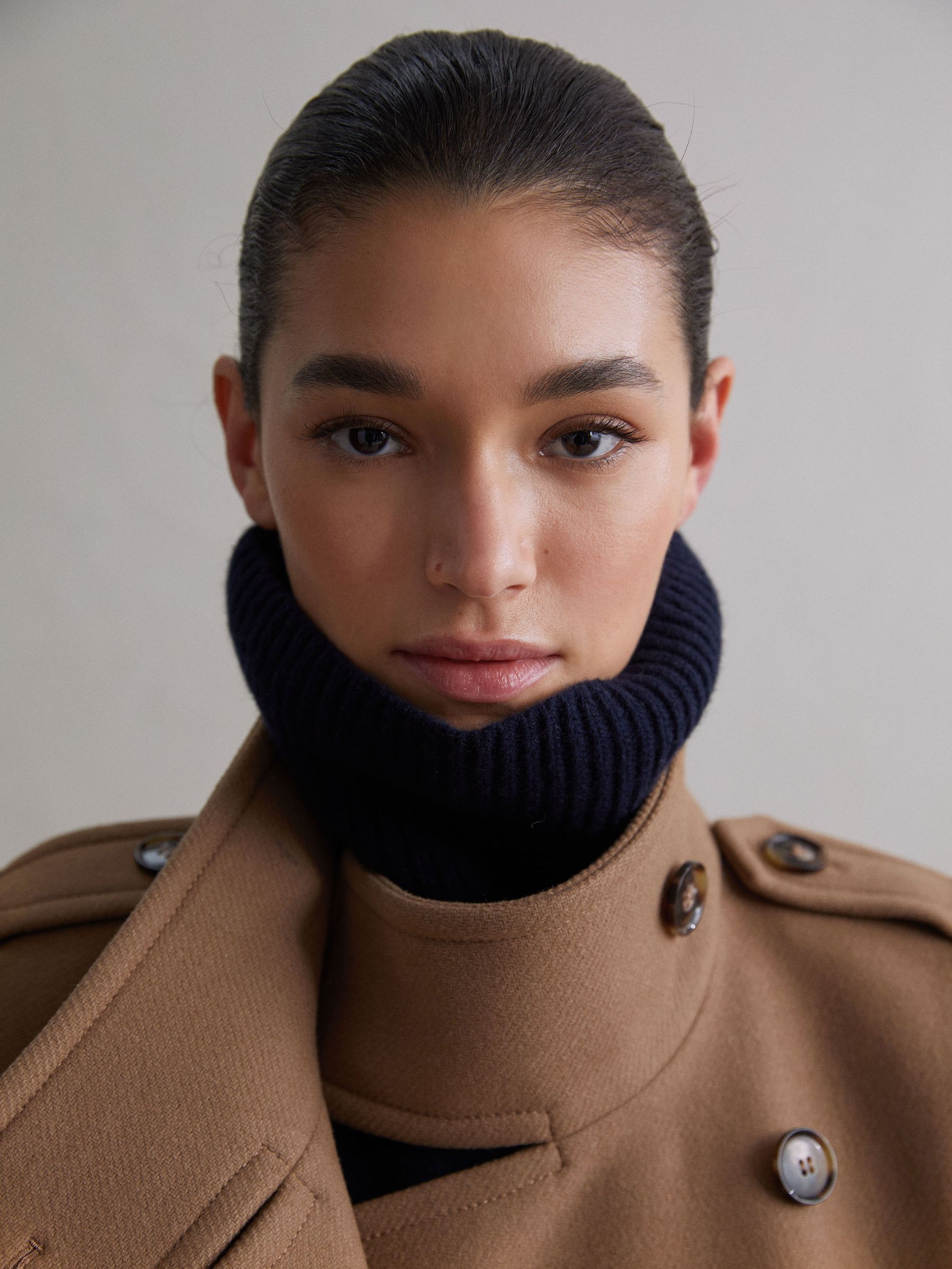 Wool Blend Double Breasted Coat in Camel - Image 8 of 8