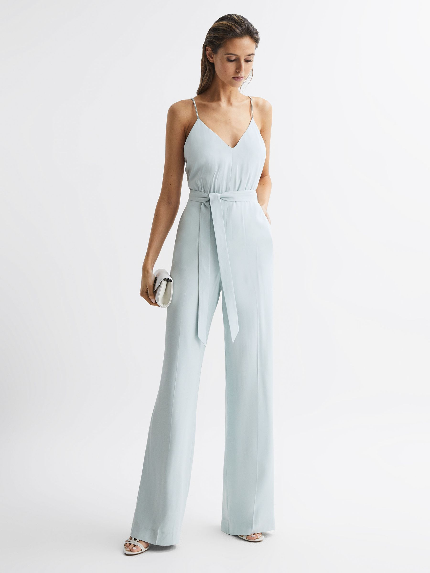 Embellished Wide Leg Jumpsuit in Green - Image 3 of 7