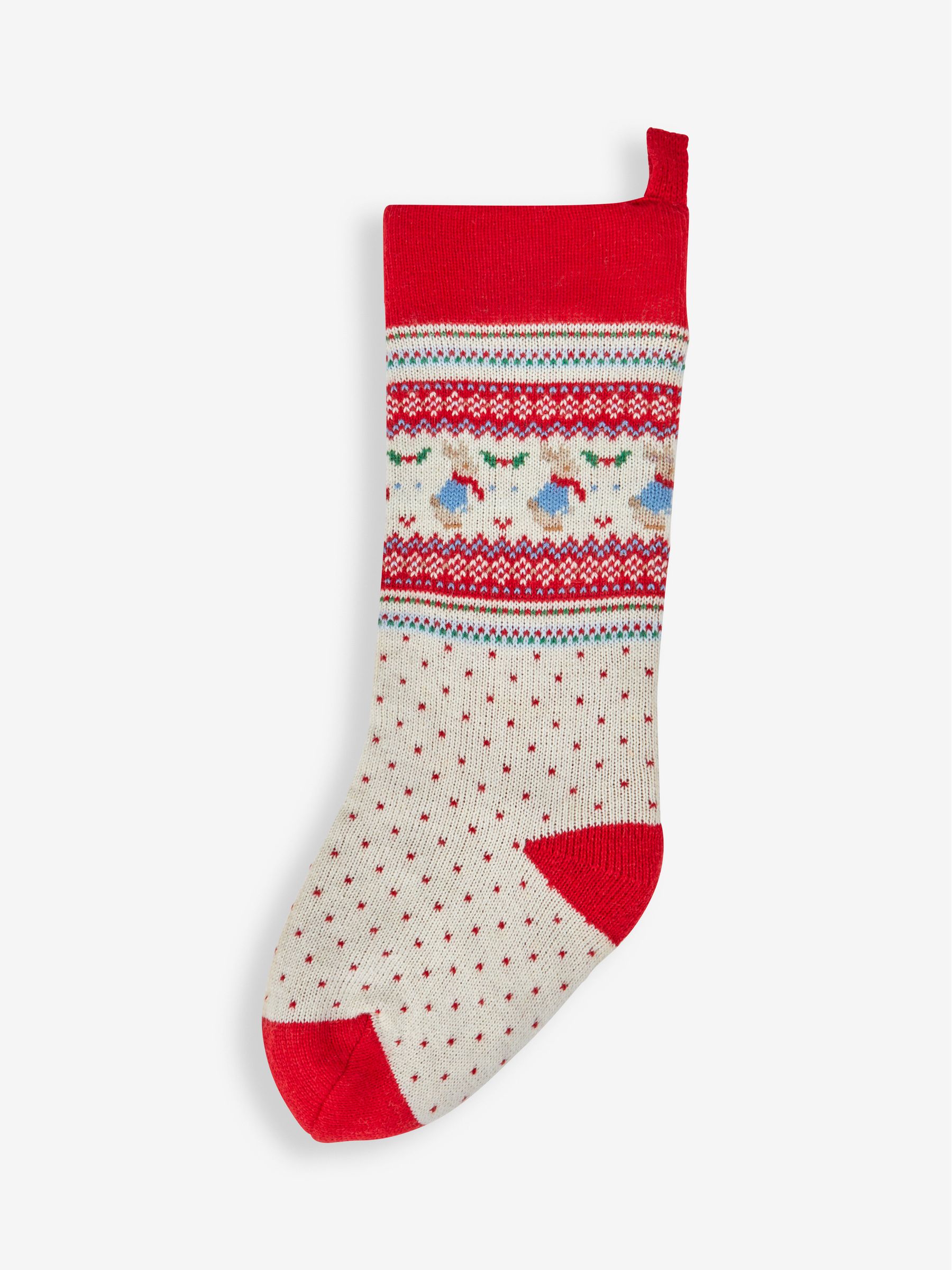 Red Personalised Peter Rabbit Fair Isle Knitted Stocking - Image 3 of 4