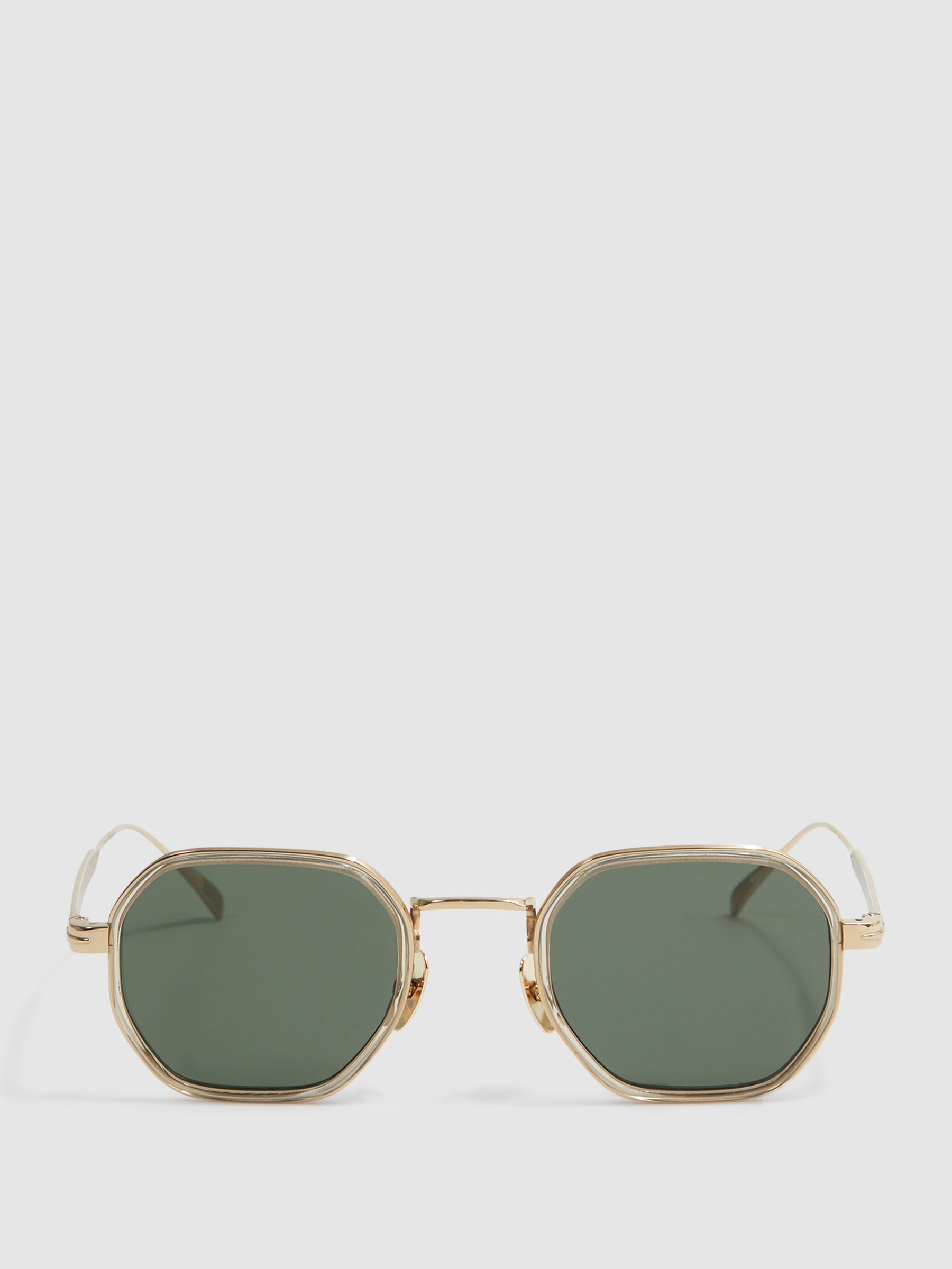 Eyewear by David Beckham Hexagonal Sunglasses in Gold - Image 1 of 5
