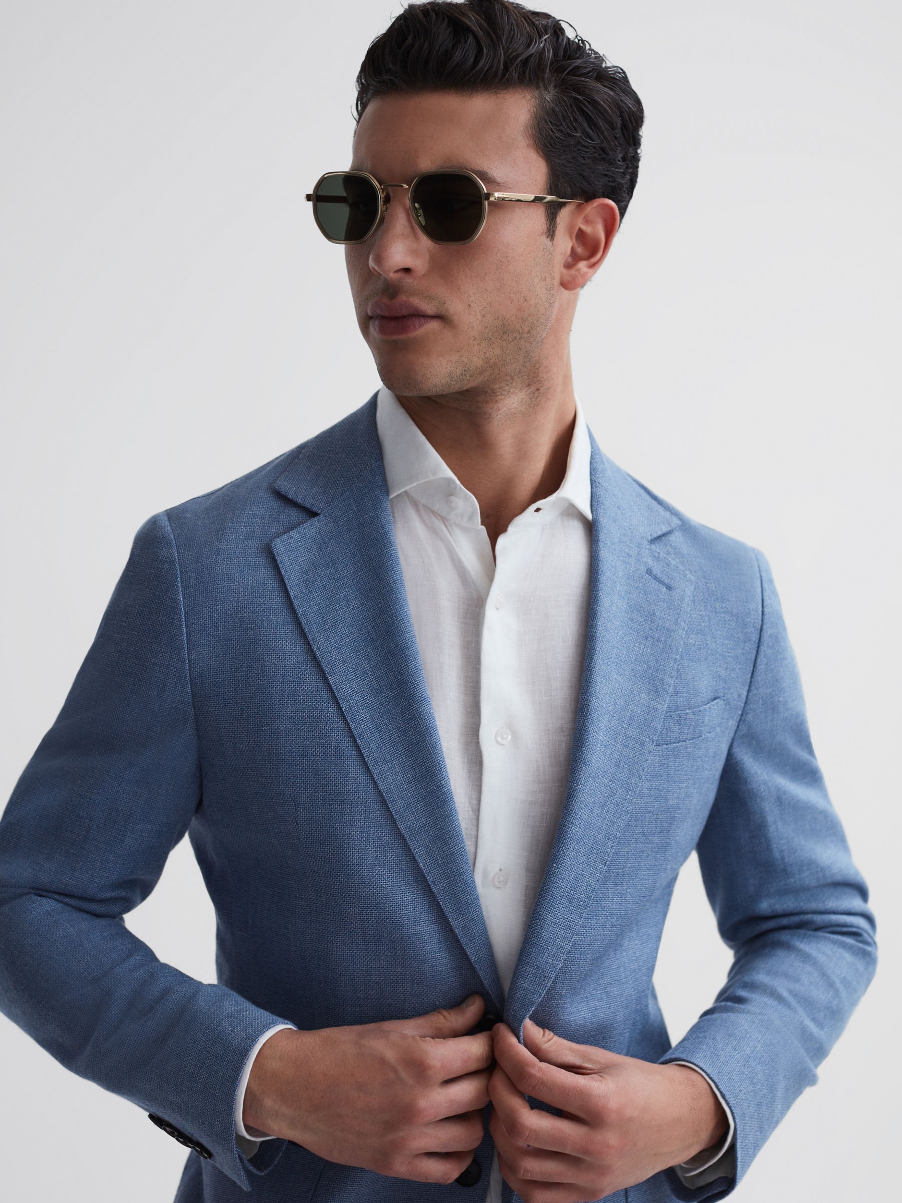 Eyewear by David Beckham Hexagonal Sunglasses in Gold - Image 2 of 5