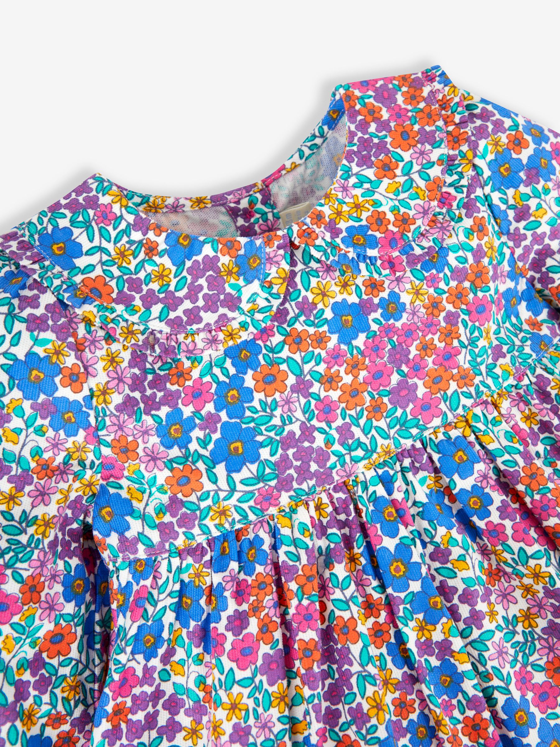 Purple Girls' Floral Cord Tiered Dress With Collar - Image 2 of 3