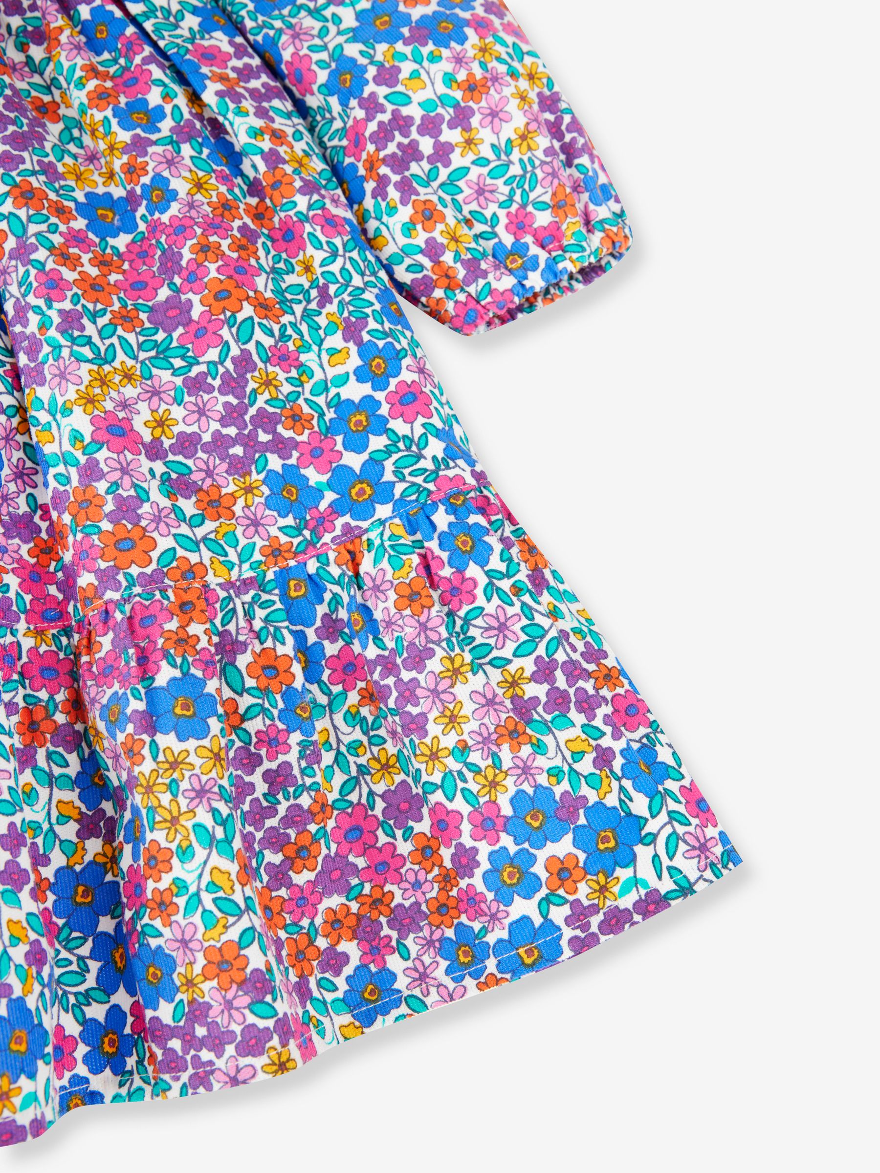 Purple Girls' Floral Cord Tiered Dress With Collar - Image 3 of 3