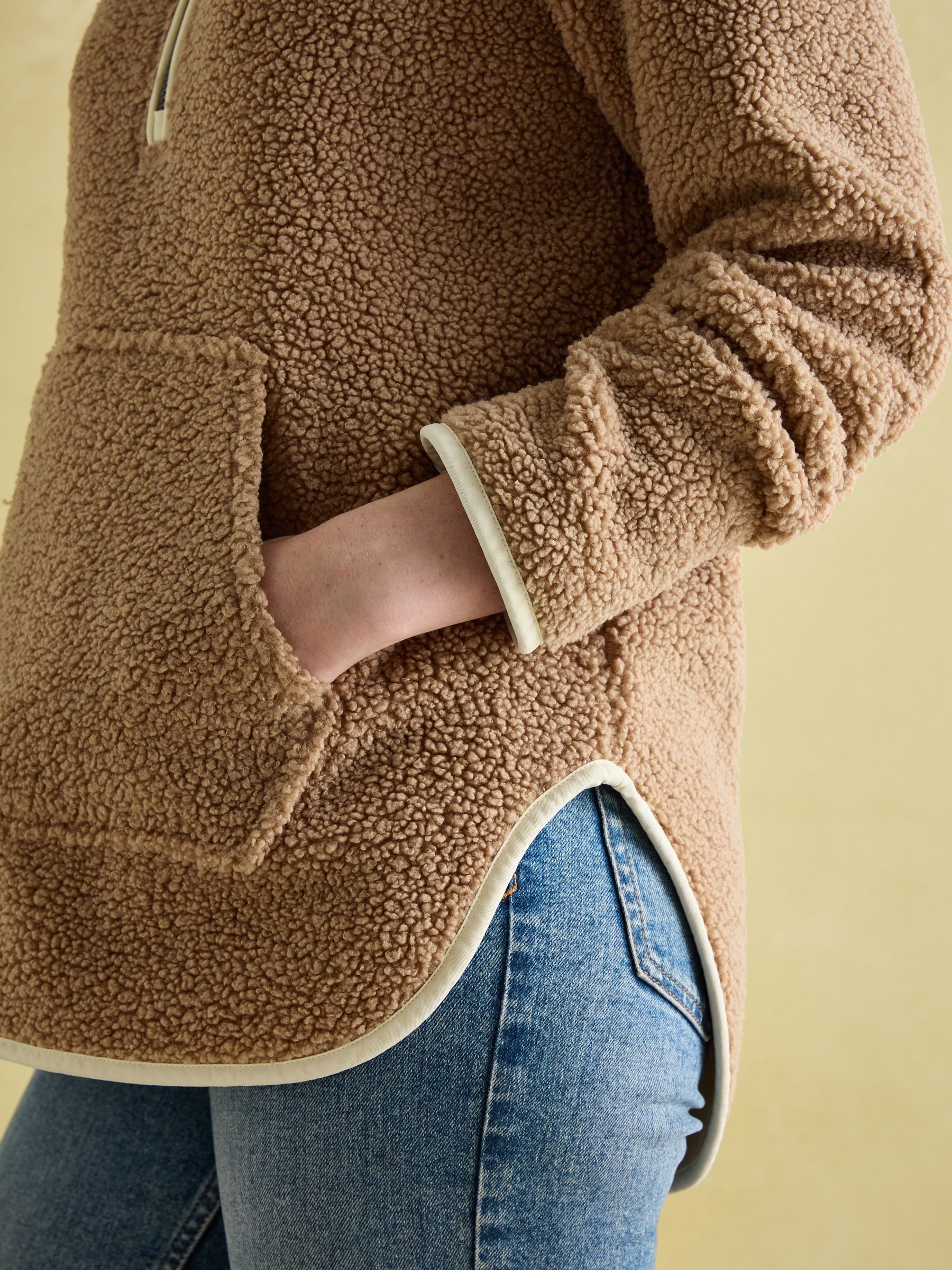 Aldeburgh Tan Brown Quarter Zip Fleece - Image 3 of 7