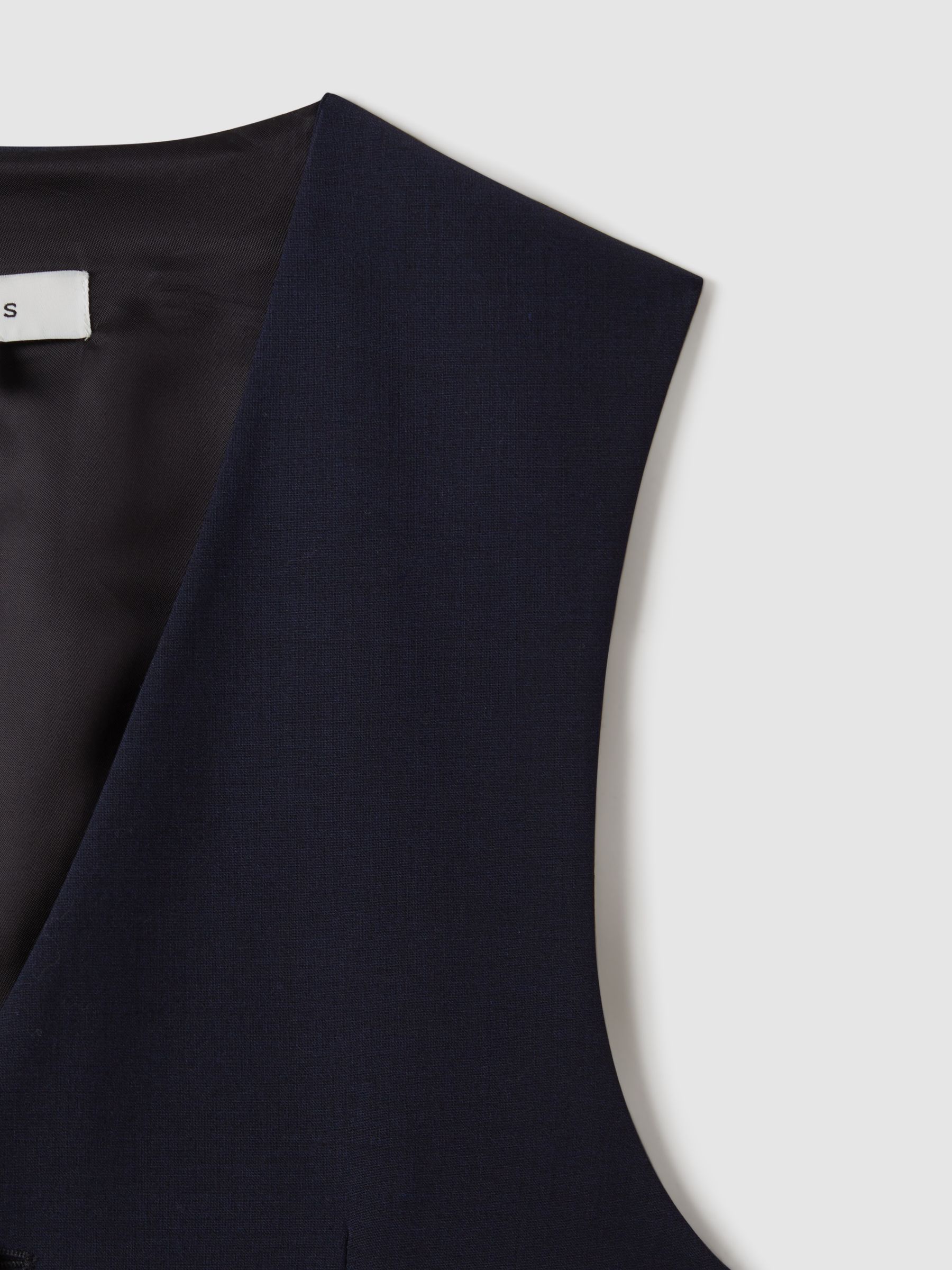 Modern Fit Wool Blend Waistcoat in Navy - Image 5 of 6