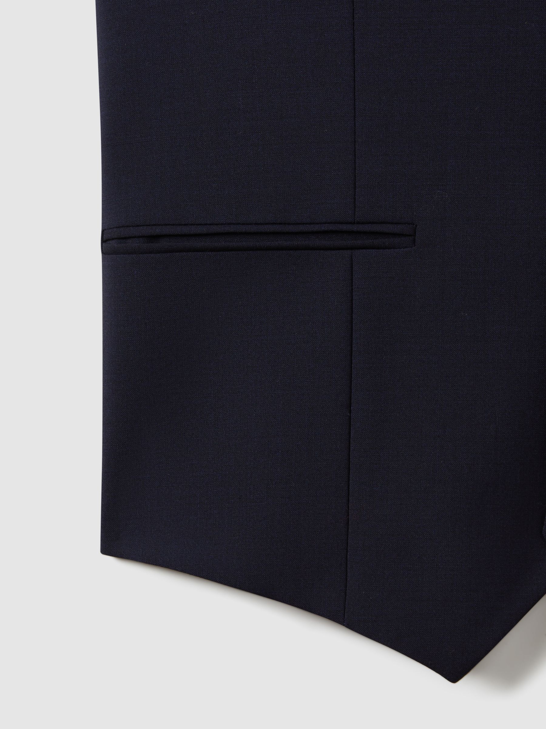 Modern Fit Wool Blend Waistcoat in Navy - Image 6 of 6