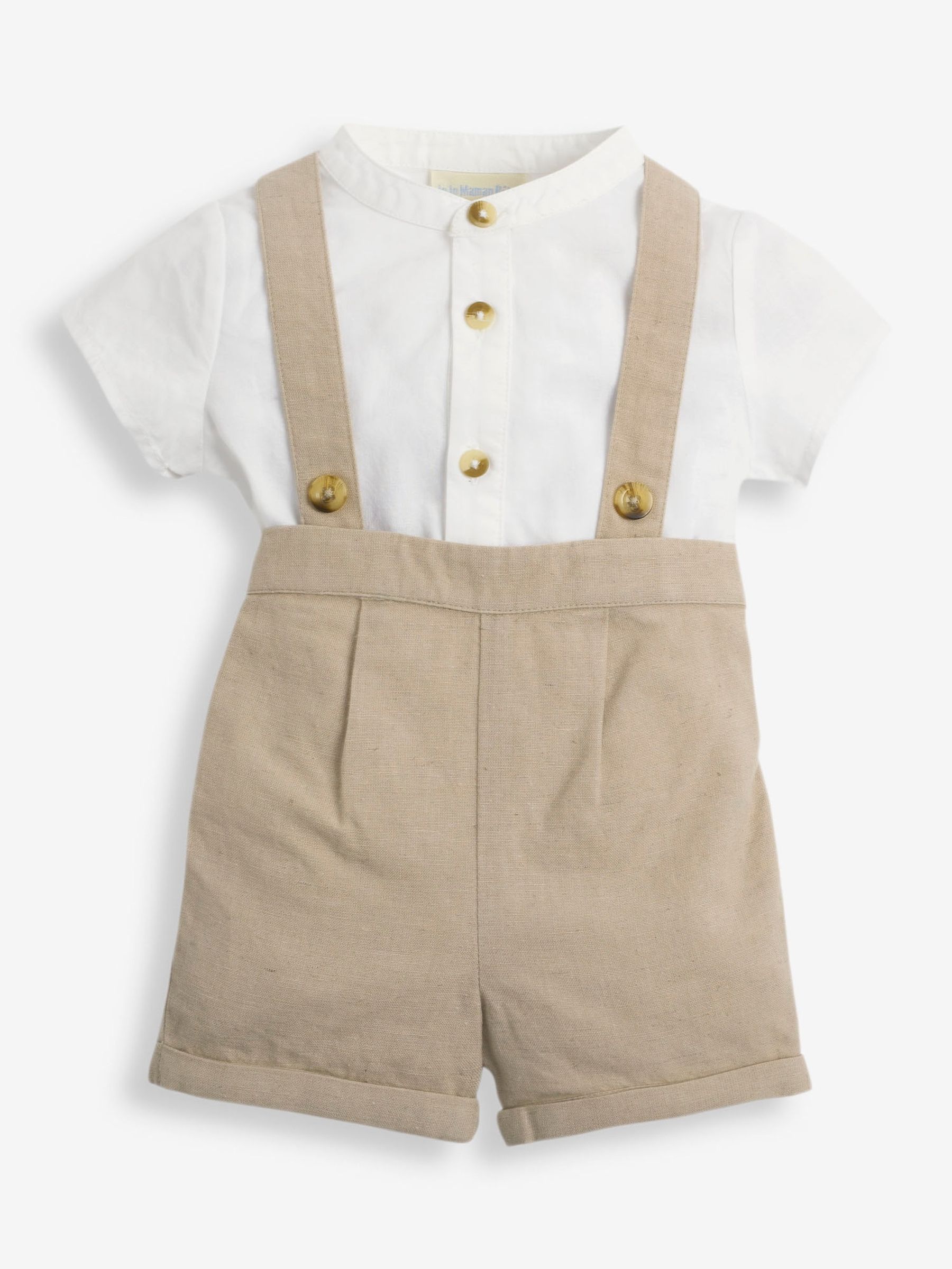 Stone 2-Piece Baby Grandad Shirt & Shorts Set - Image 3 of 6