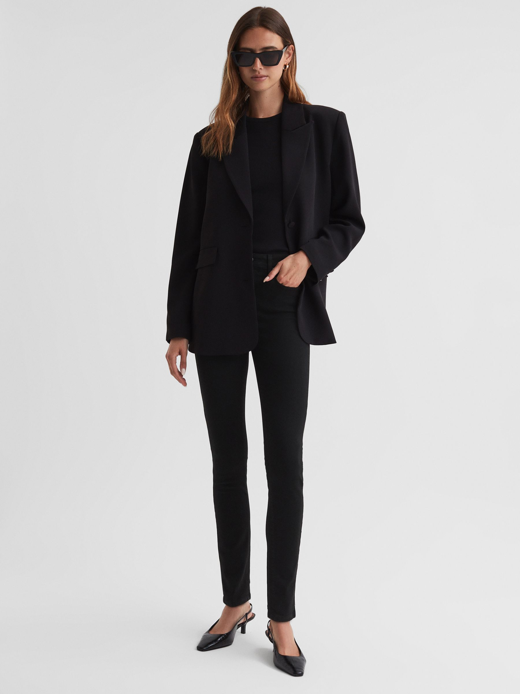 Paige Skinny High Rise Jeans in Black Shadow - Image 1 of 4