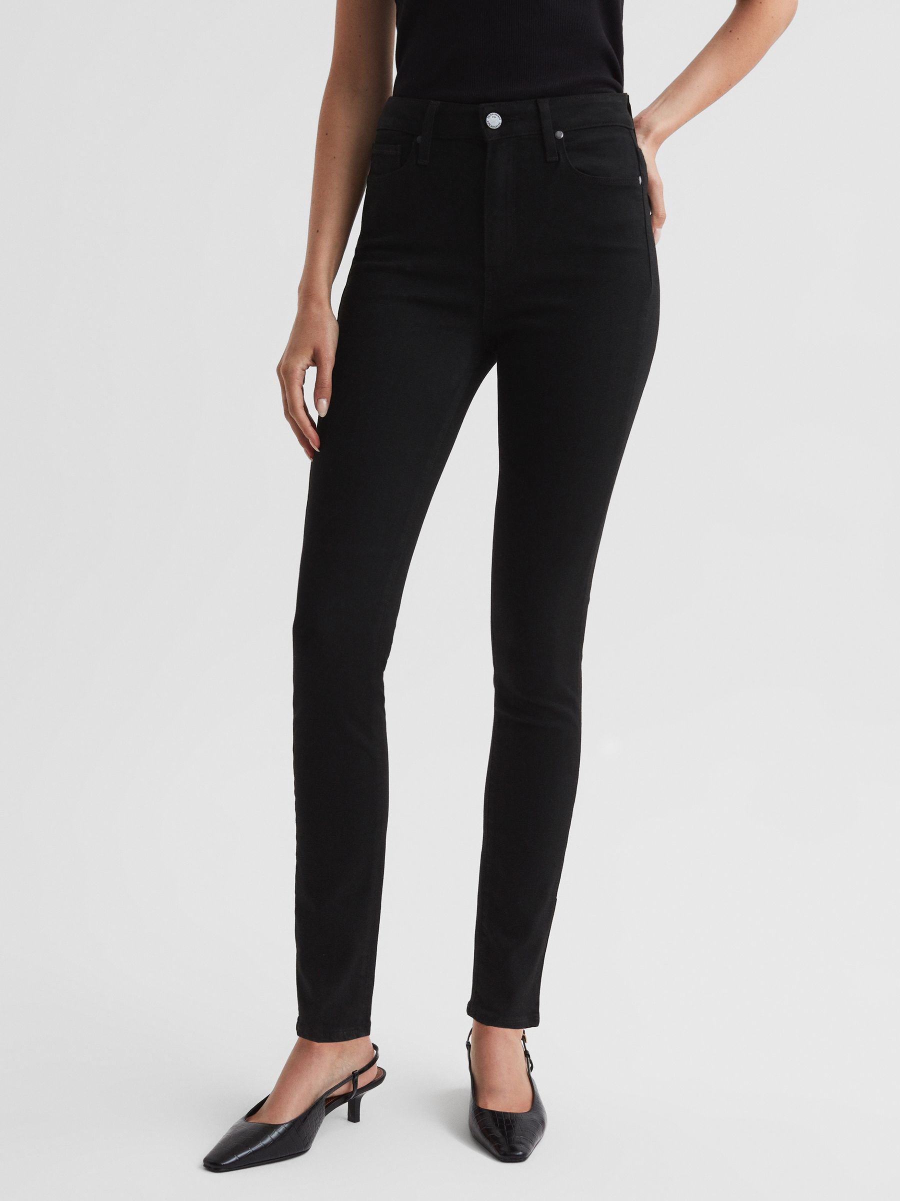Paige Skinny High Rise Jeans in Black Shadow - Image 3 of 4